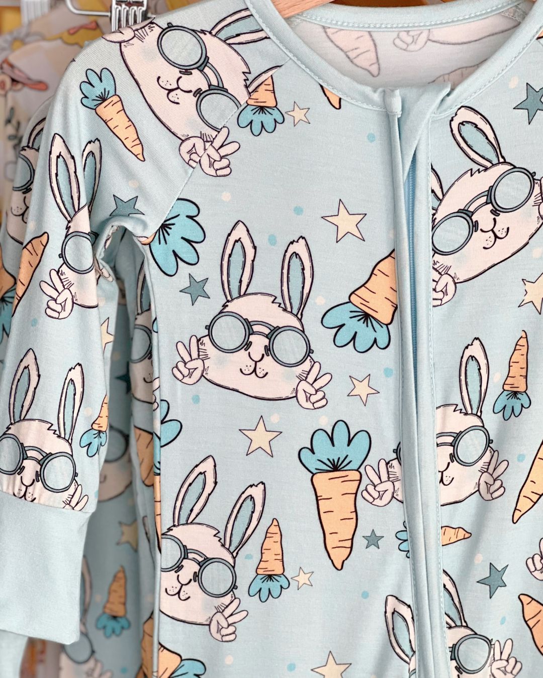 Easter Bunny Print Bamboo Zip Romper