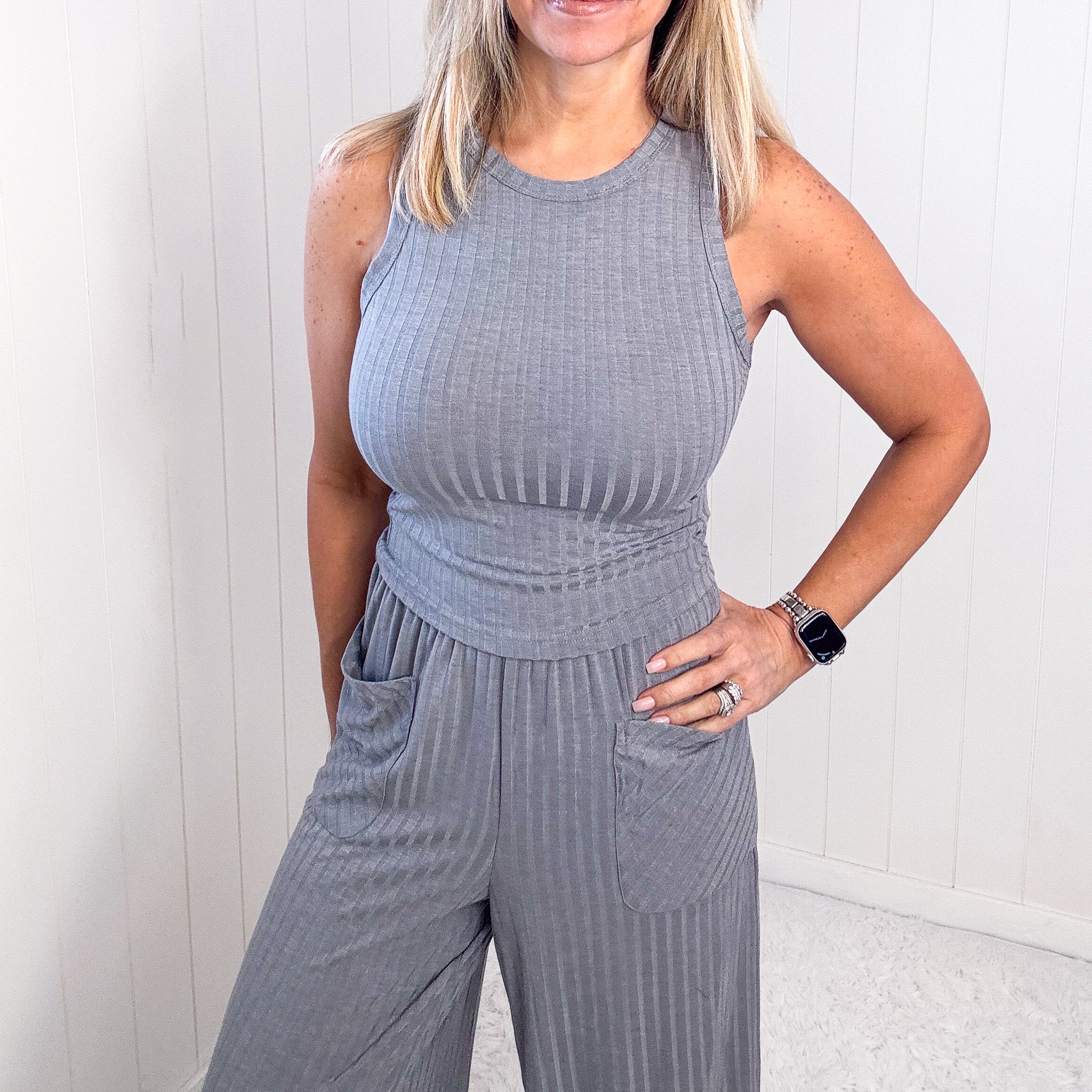 Easy Ribbed Tank and Wide Leg Pants Set - Classy and Sassy - 5 Colors