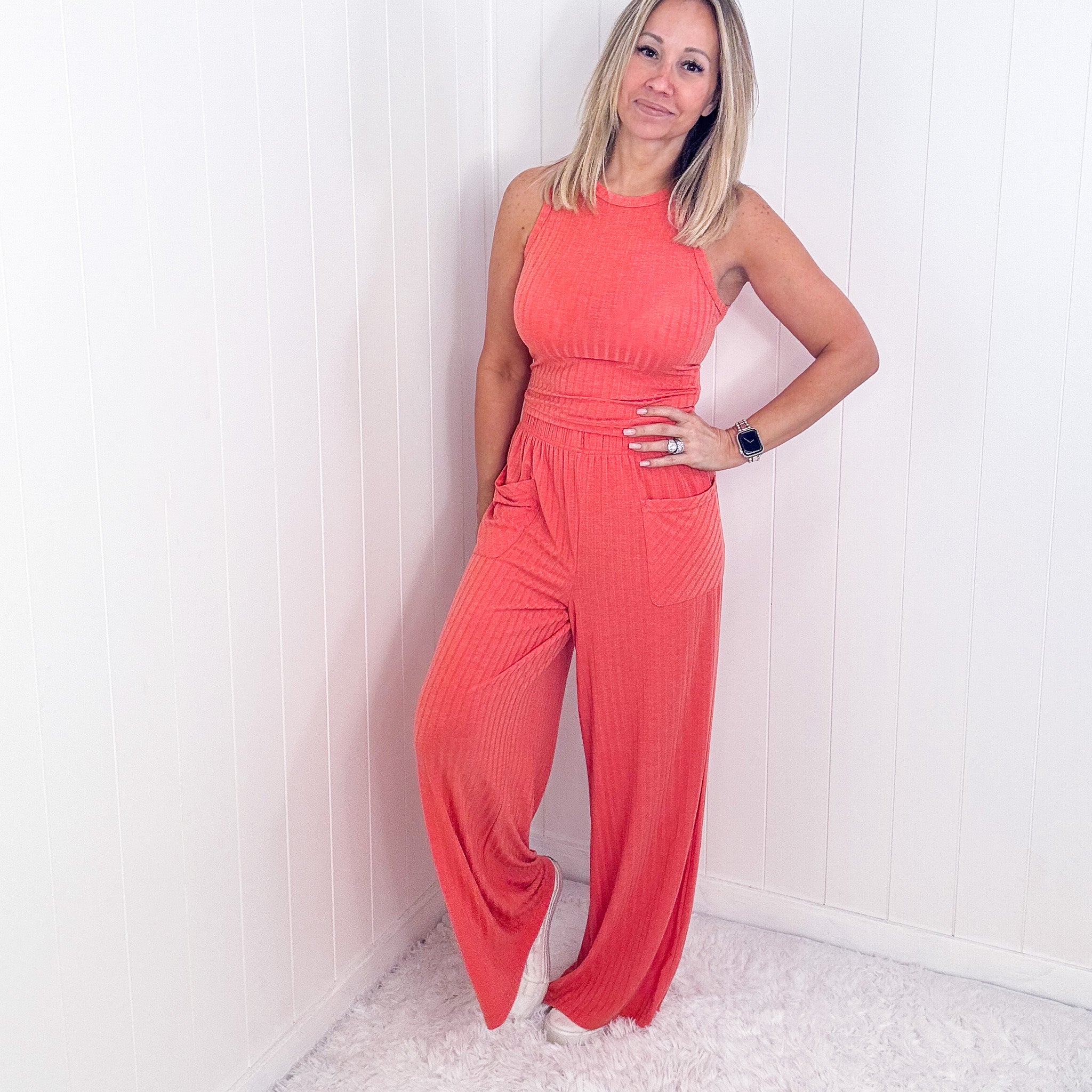 Easy Ribbed Tank and Wide Leg Pants Set - Classy and Sassy - 5 Colors