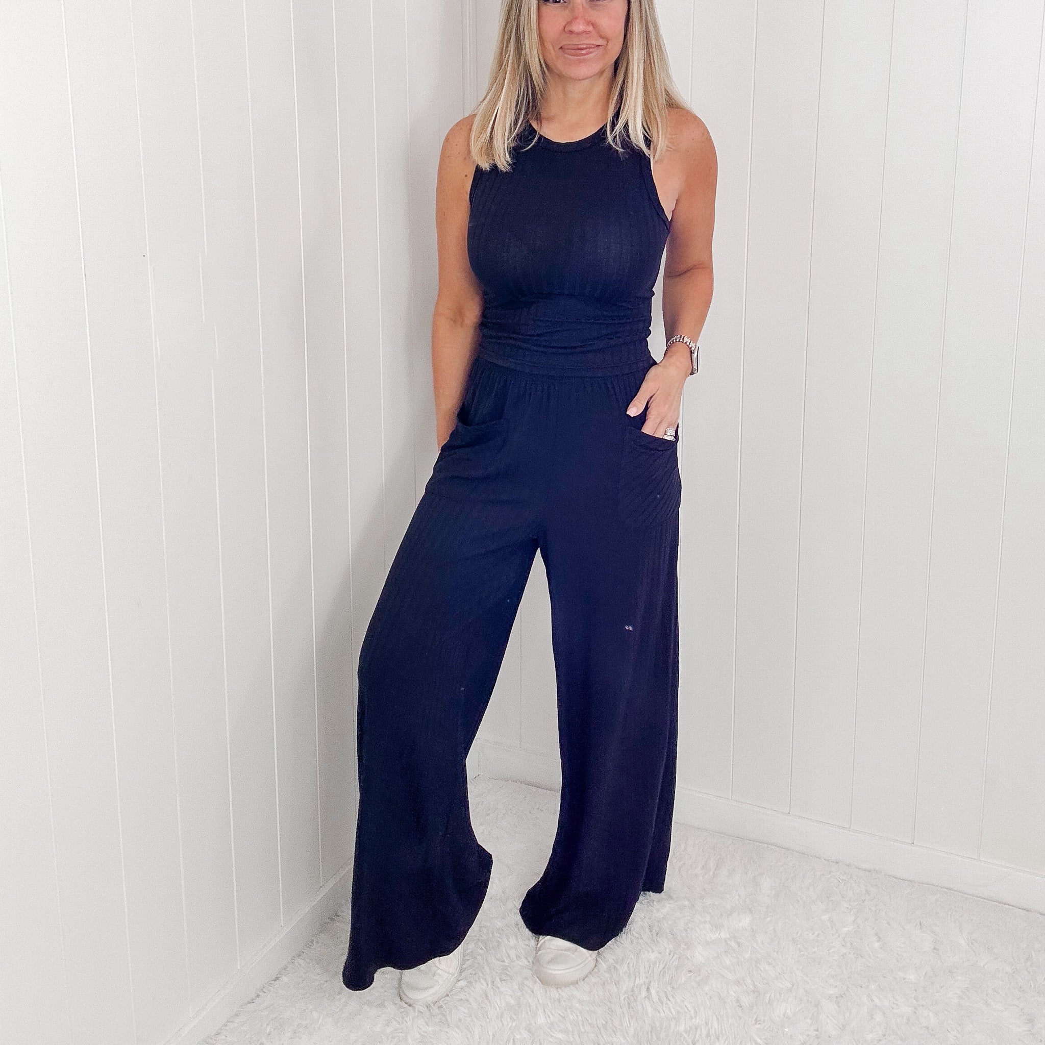 Easy Ribbed Tank and Wide Leg Pants Set - Classy and Sassy - 5 Colors