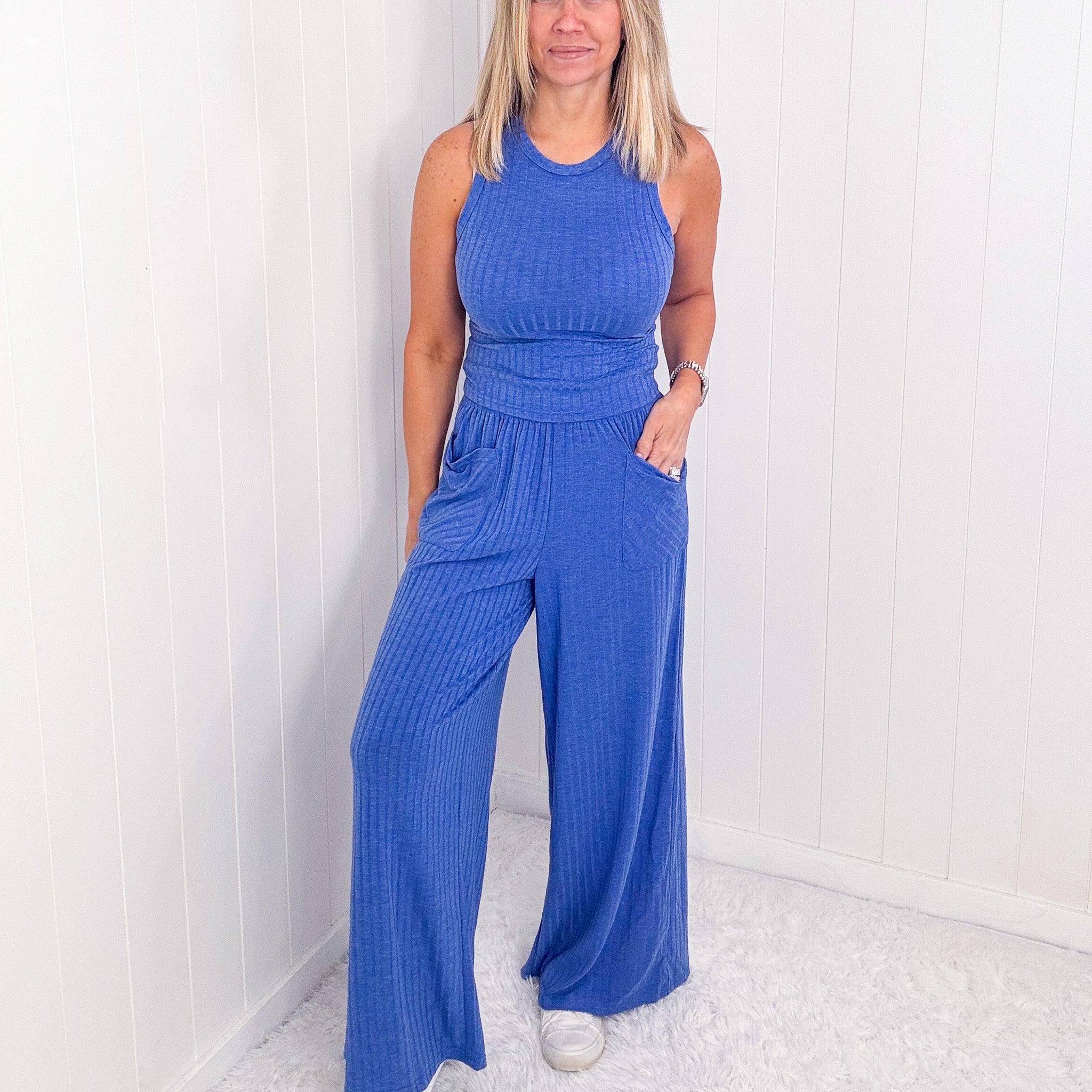 Easy Ribbed Tank and Wide Leg Pants Set - Classy and Sassy - 5 Colors