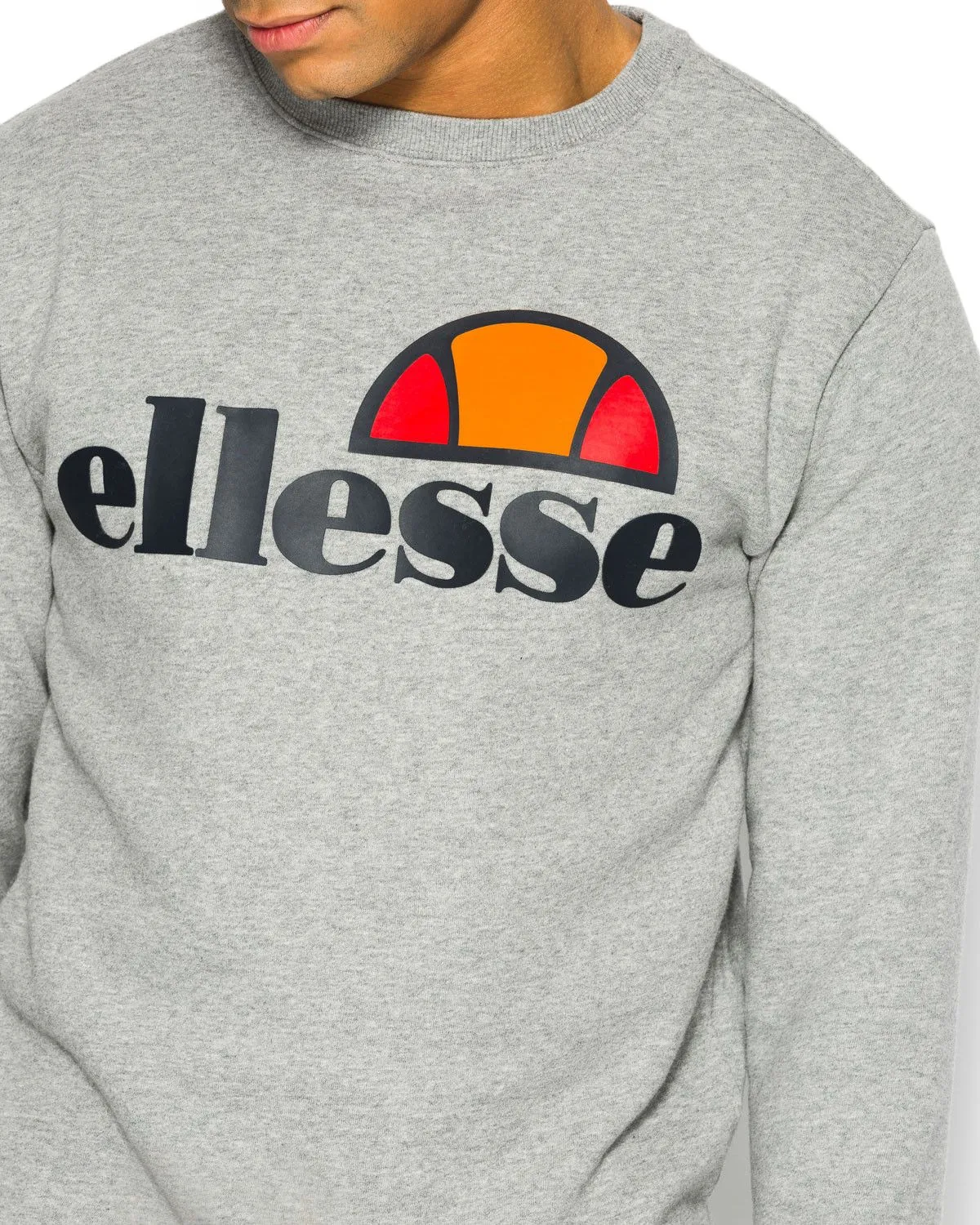 Athletic Grey Marl Succiso Logo Crew Neck Sweatshirt by Ellesse