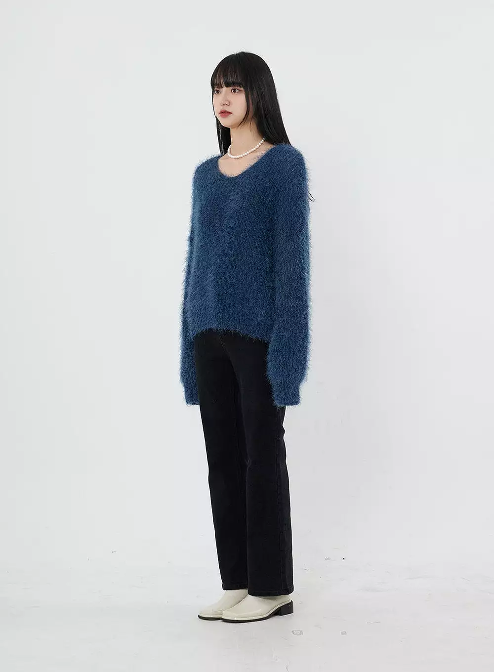 Faux Fur V-Neck Sweater - OD21