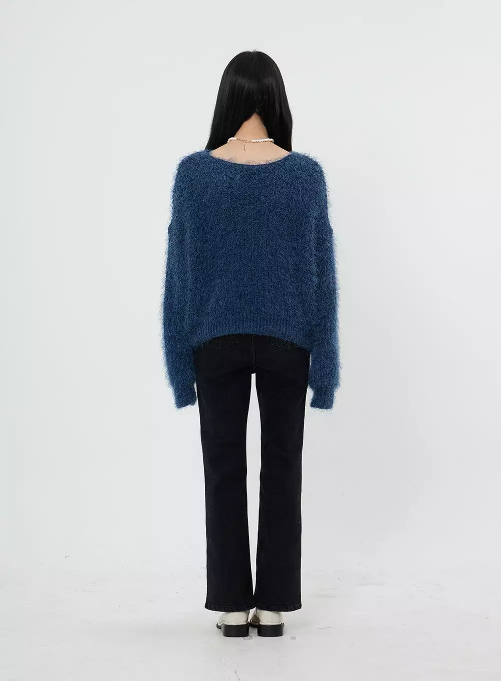 Faux Fur V-Neck Sweater - OD21