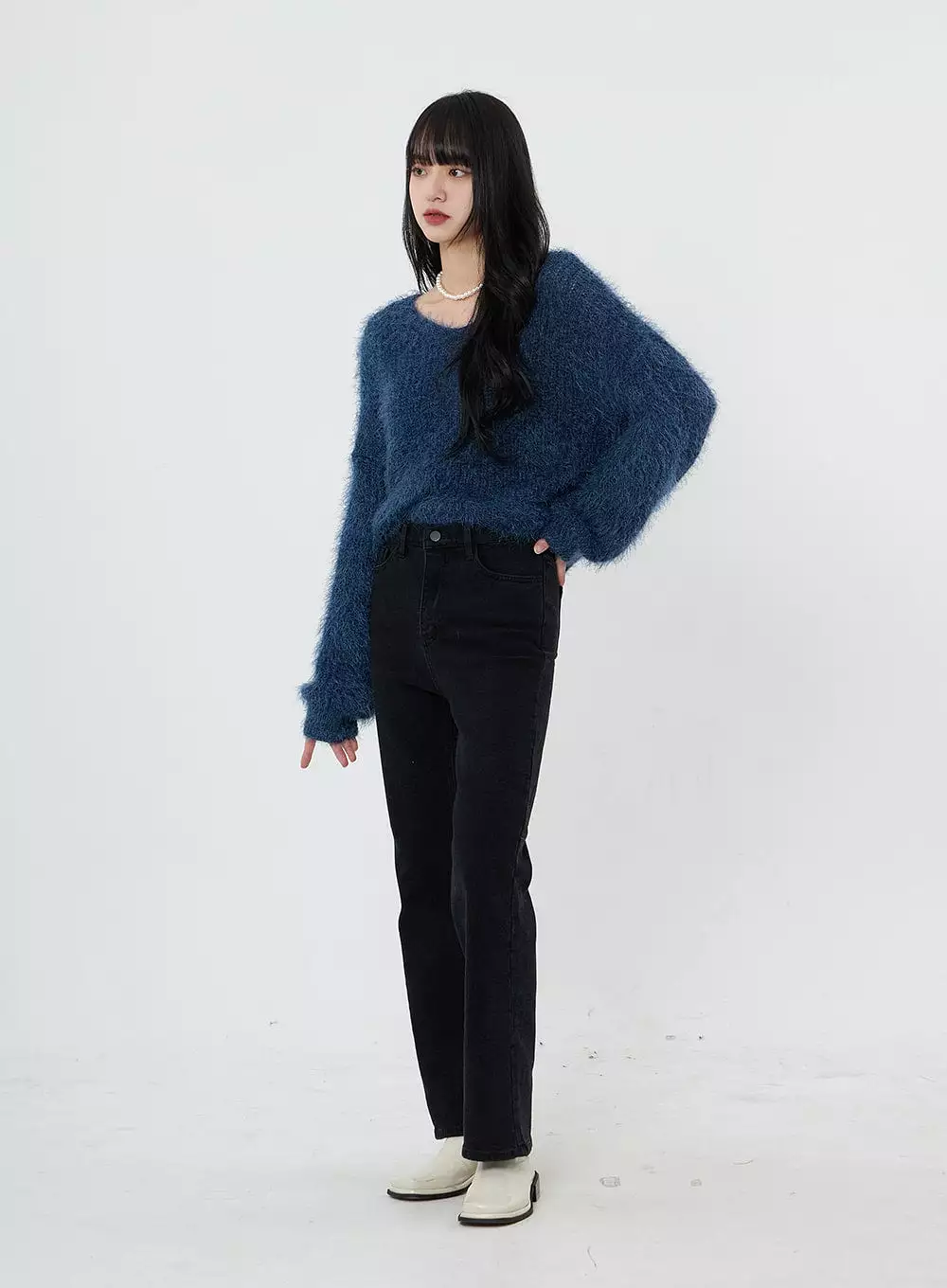 Faux Fur V-Neck Sweater - OD21