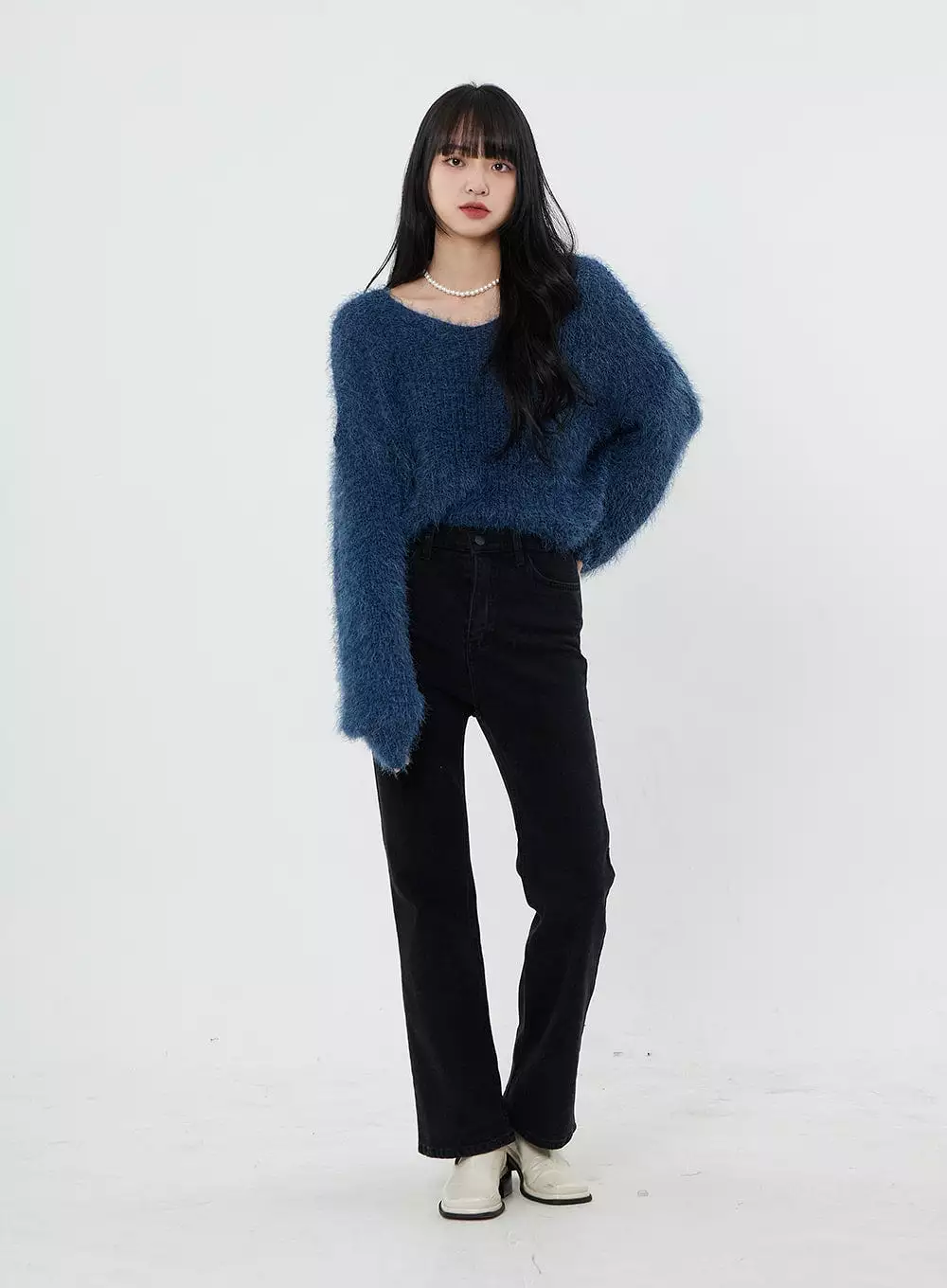 Faux Fur V-Neck Sweater - OD21