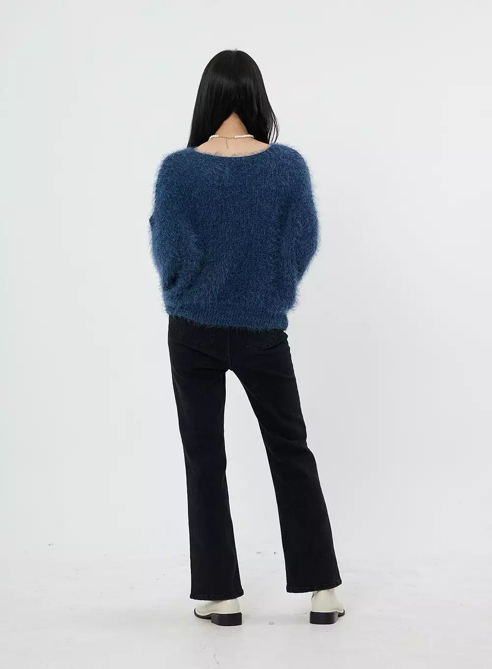 Faux Fur V-Neck Sweater - OD21