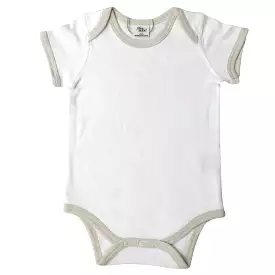 Fiber Good Short Sleeve Onesie with Contrast Binding - Natural/Sage