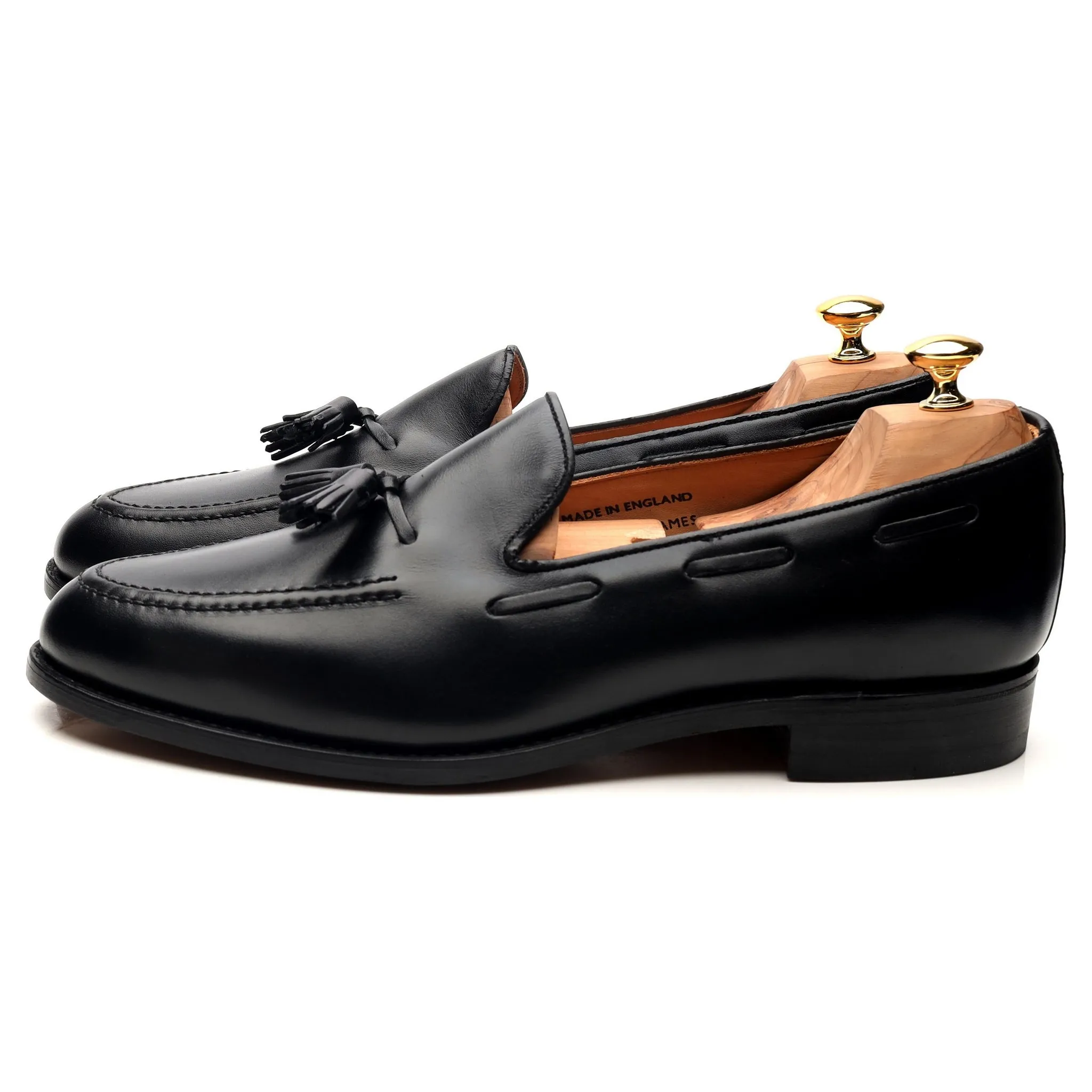 Finchley Black Leather Tassel Loafers UK 11 F