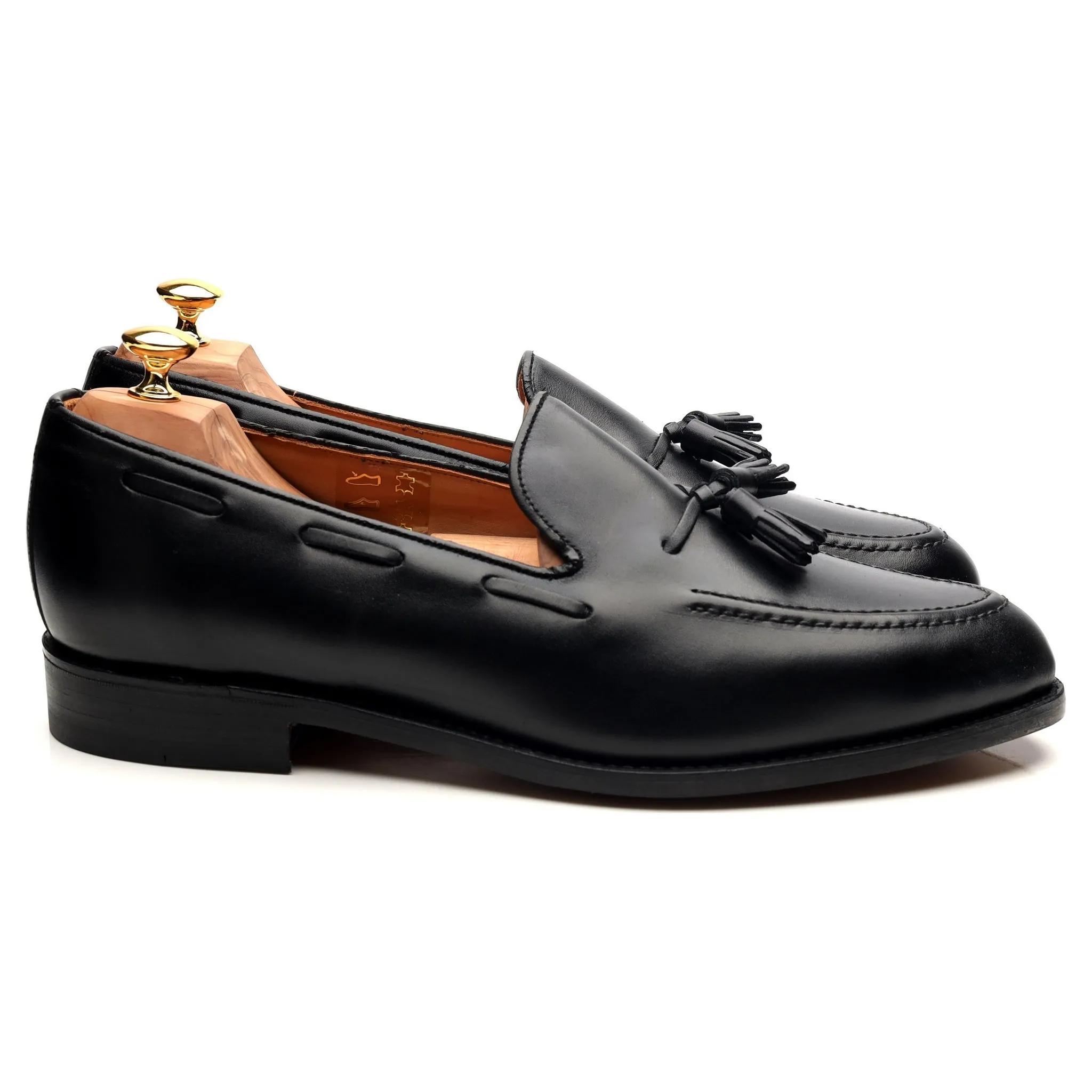 Finchley Black Leather Tassel Loafers UK 11 F