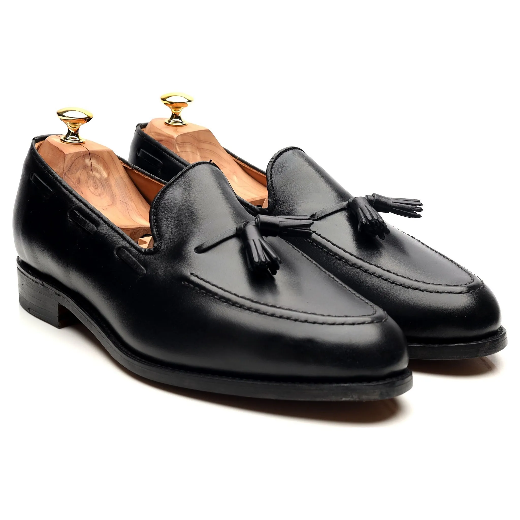 Finchley Black Leather Tassel Loafers UK 11 F