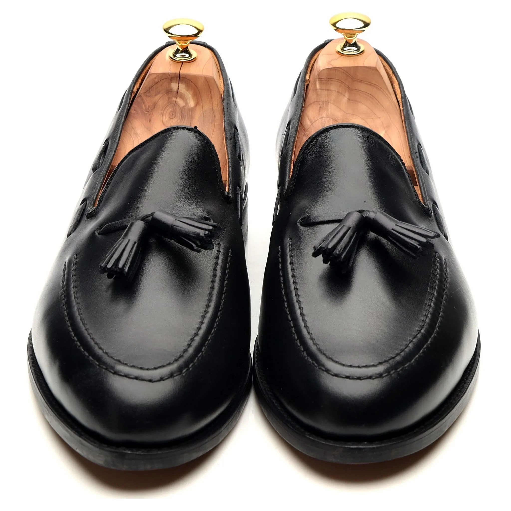 Finchley Black Leather Tassel Loafers UK 11 F