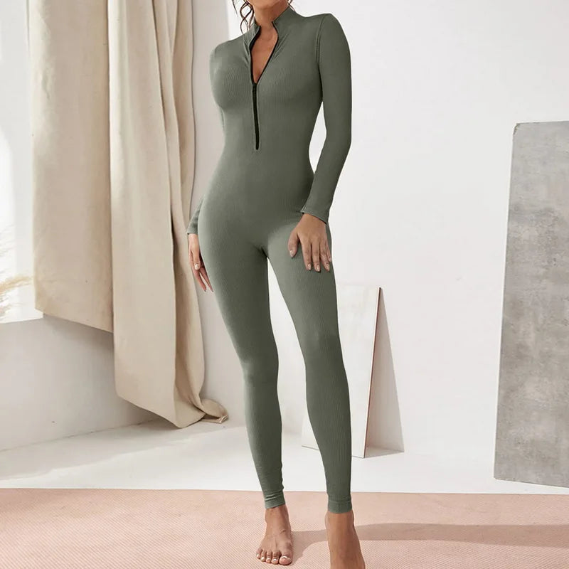 Full Body Jumpsuit for Women - Ribbed Tight Body Suits