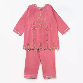 Girls Coral Jacquard 2-Piece Suit - Jashan