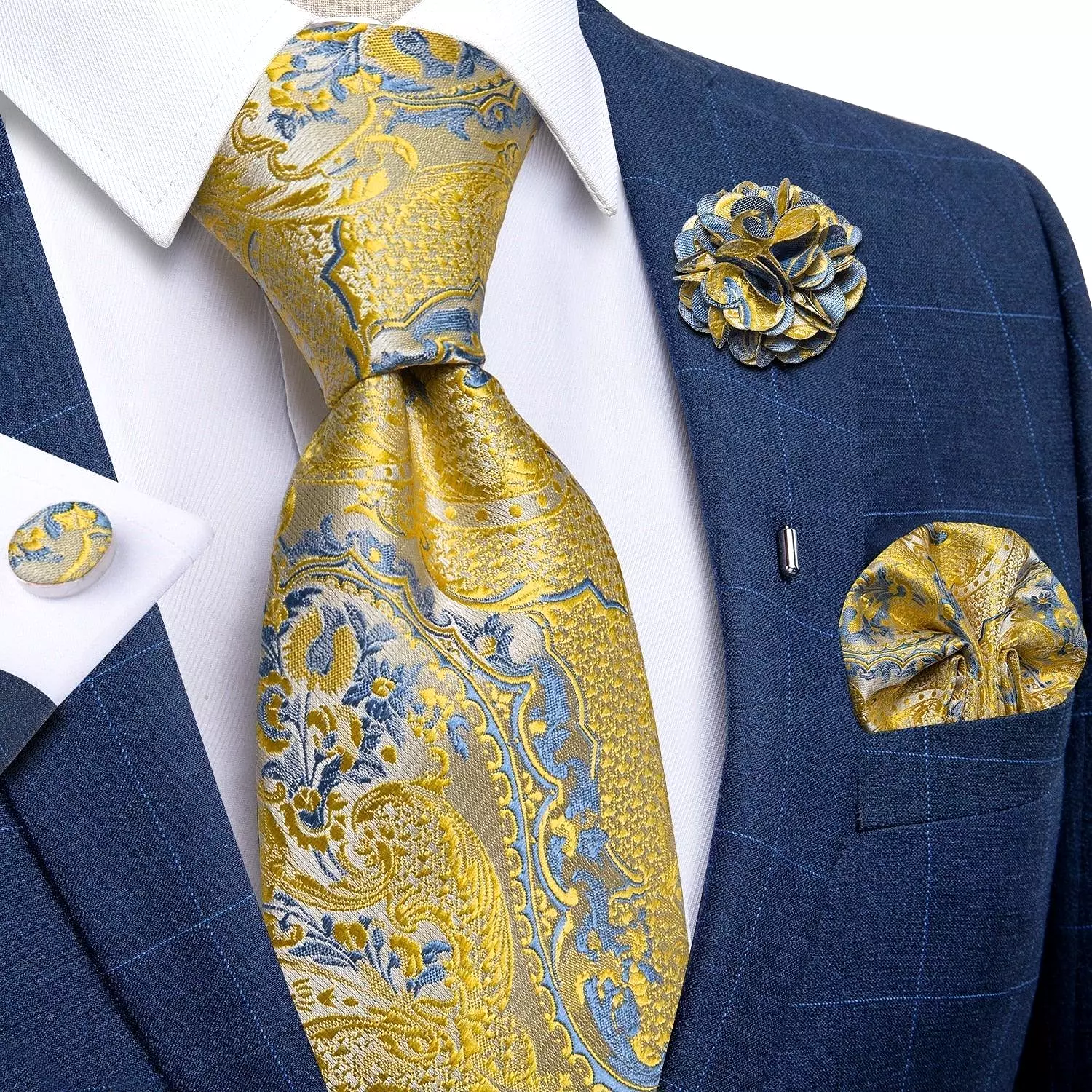 Gold Paisley Necktie Set