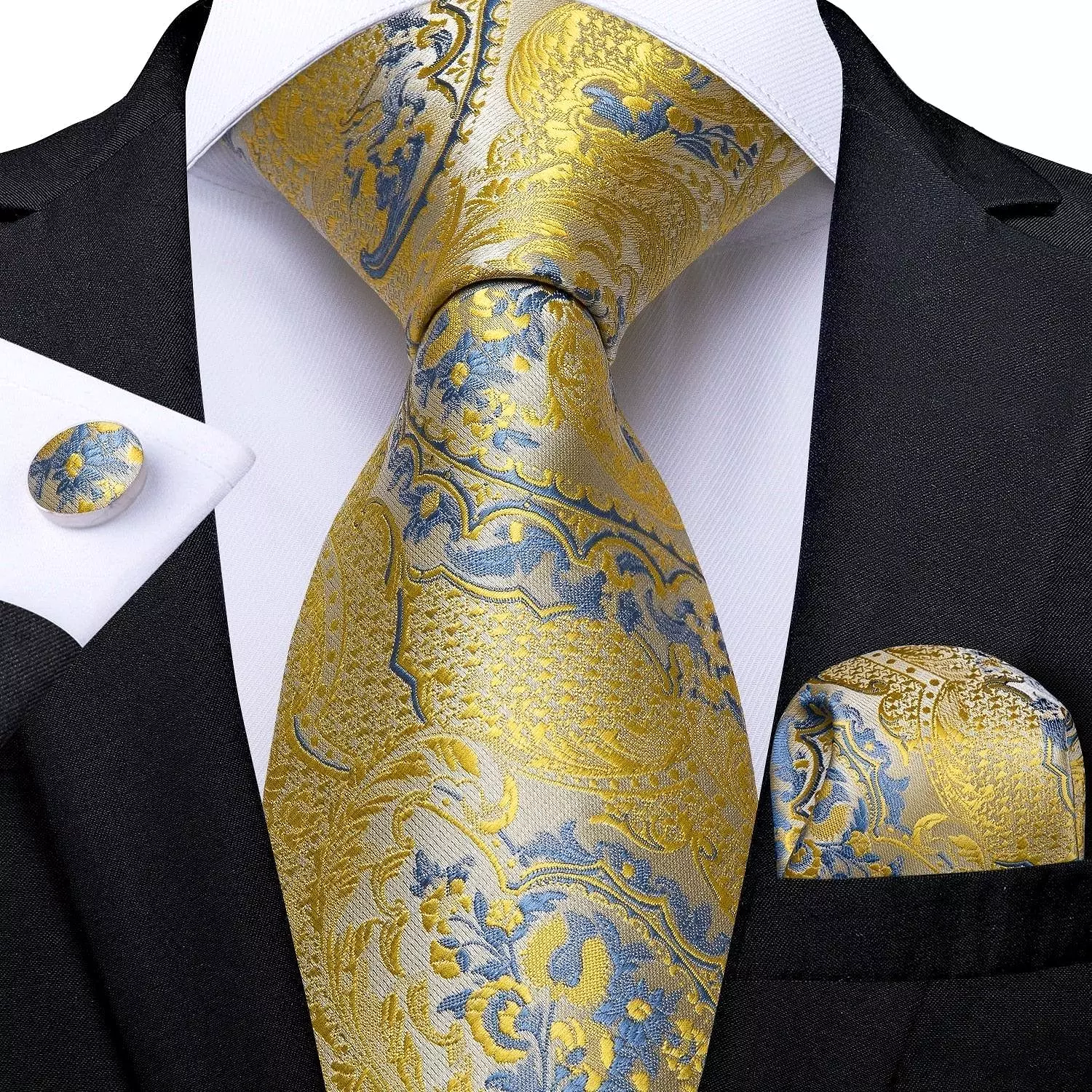 Gold Paisley Necktie Set