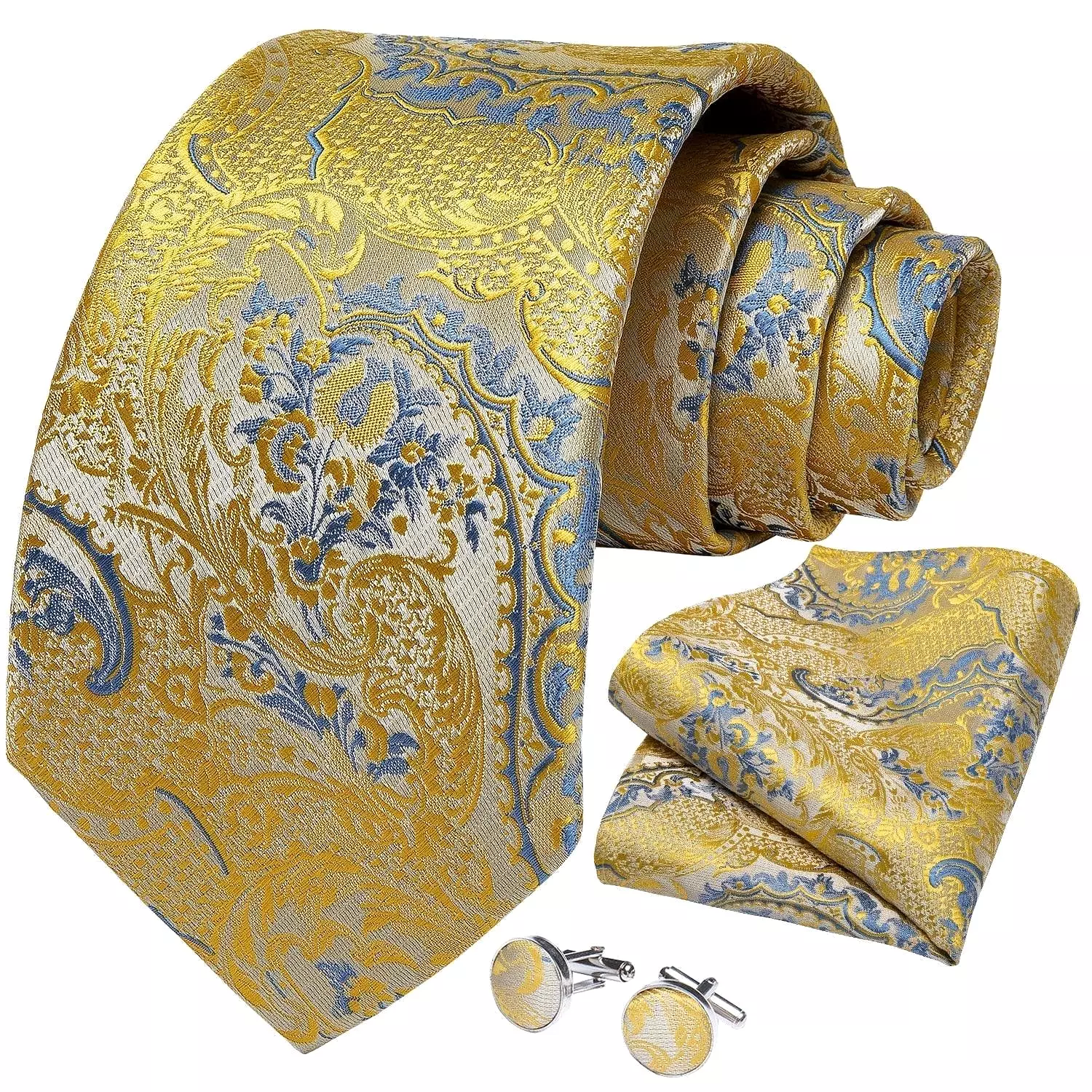 Gold Paisley Necktie Set