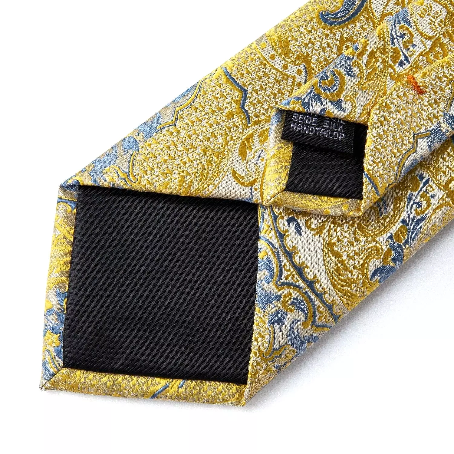 Gold Paisley Necktie Set