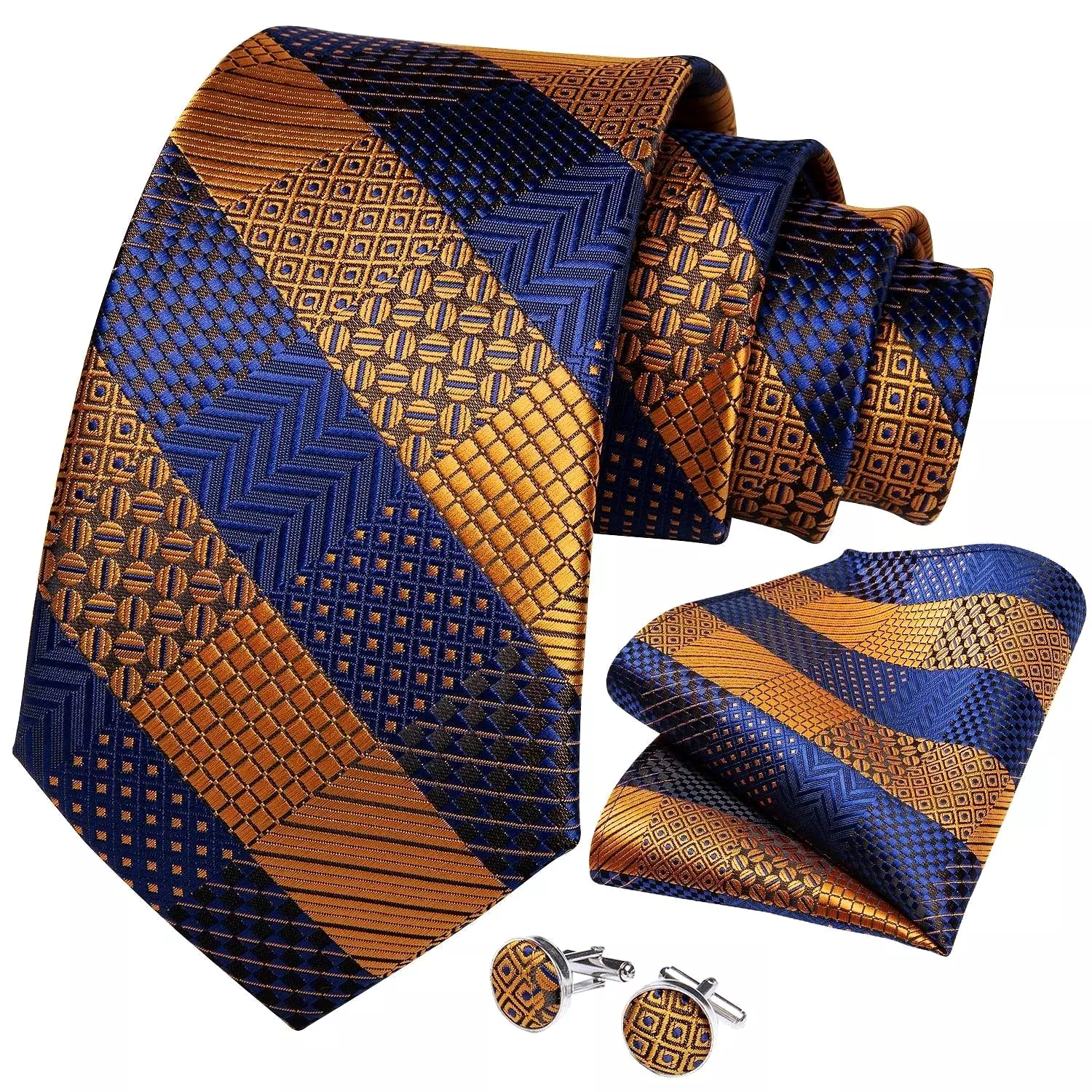 Gold Striped Silk Necktie Set