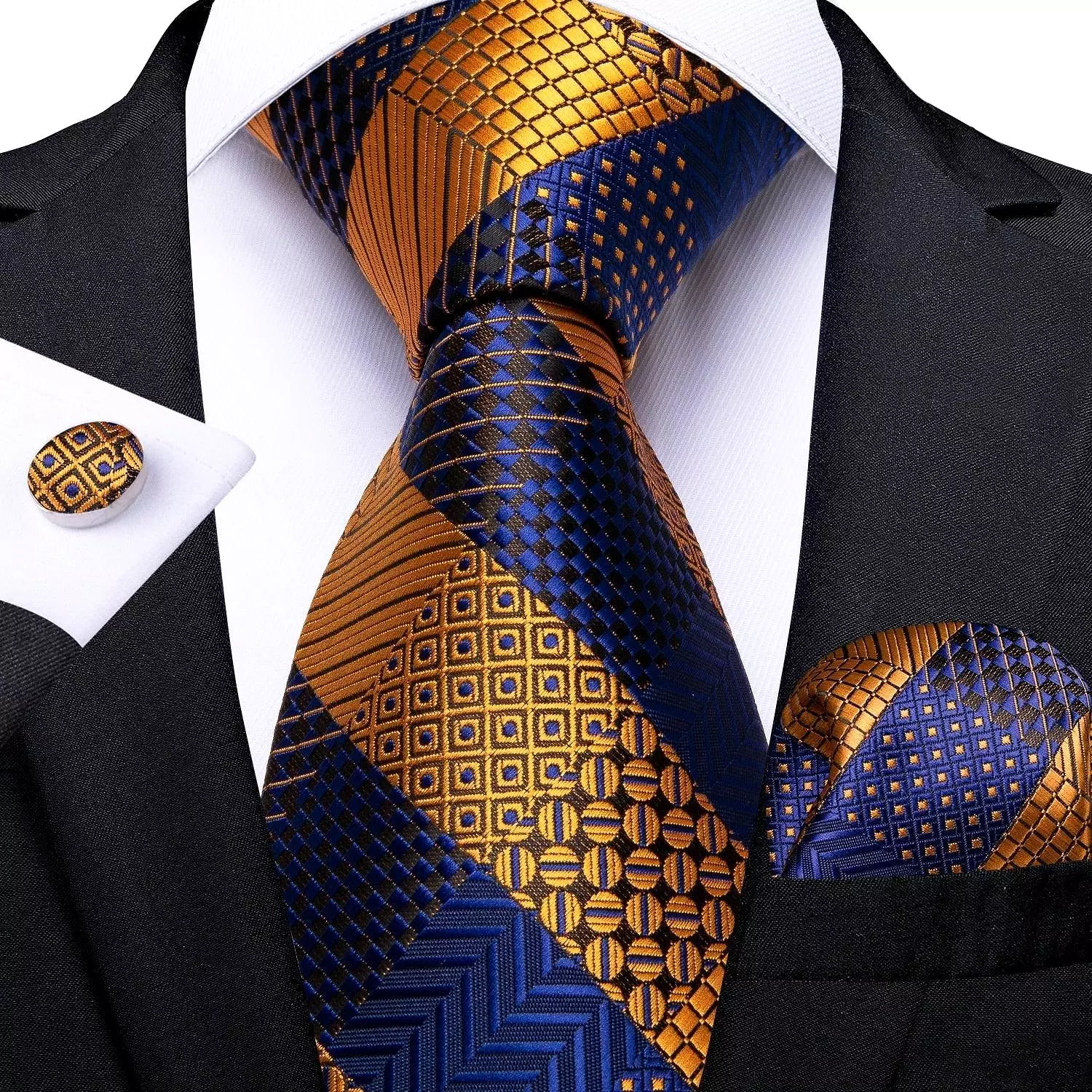 Gold Striped Silk Necktie Set