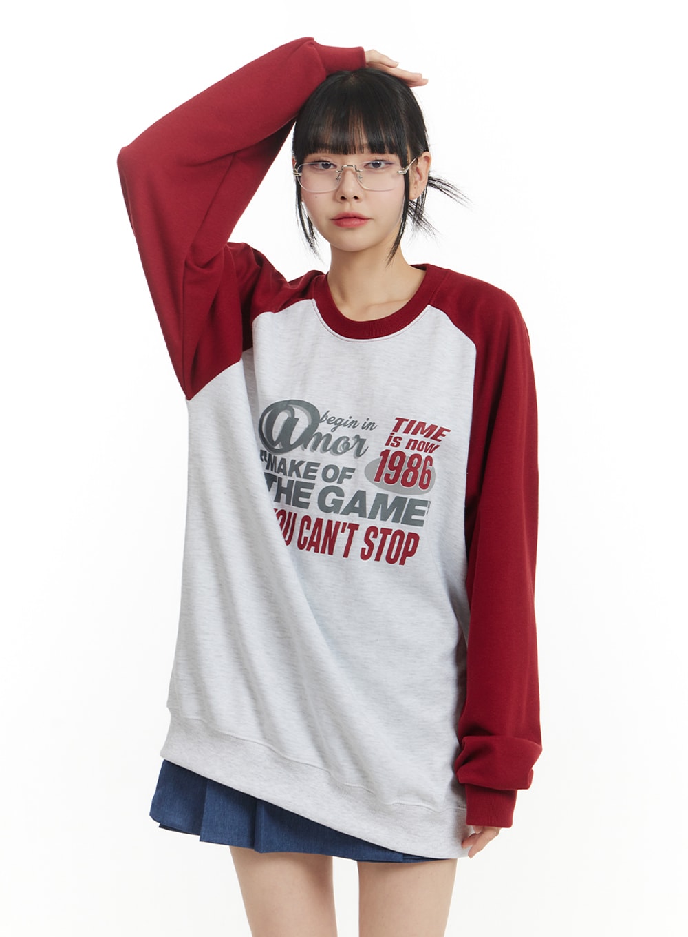 Graphic Crew Neck Sweatshirt - Cozy Lettering - IM406