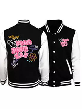 Great Find Cute Bear Graphic Baseball Uniform Fashion Jacket S-5XL