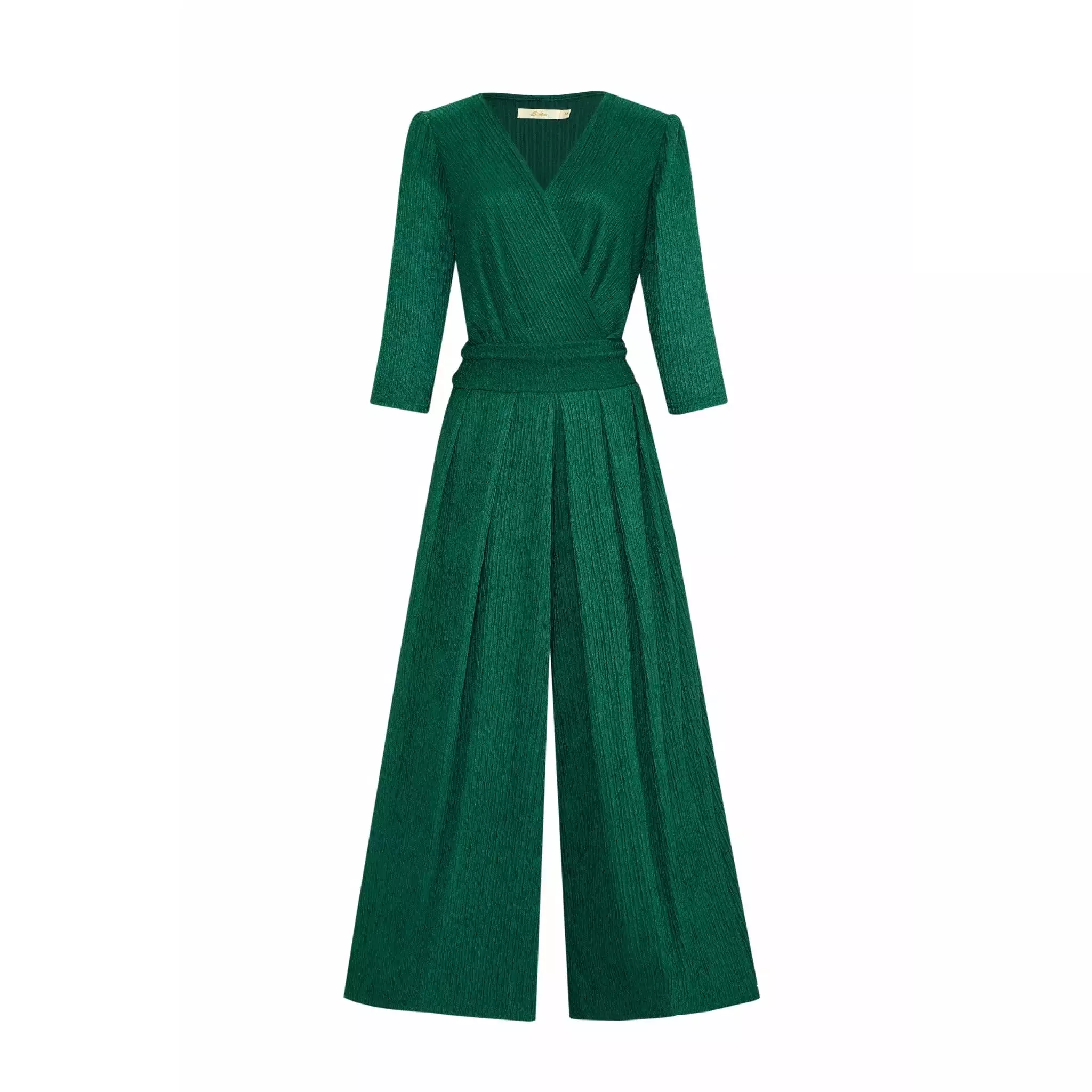 Green Culotte Jumpsuit with Textured Design