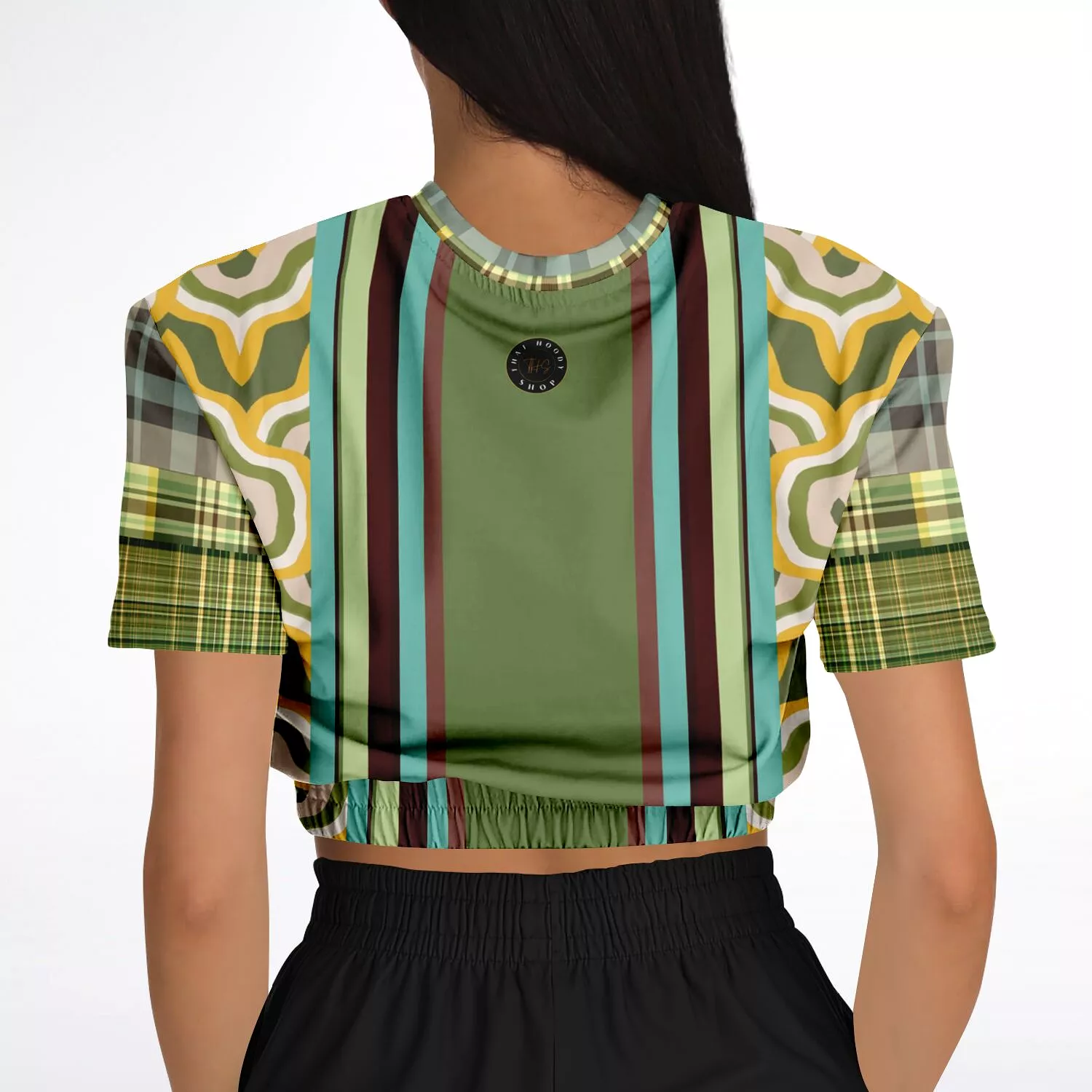 Green Short Sleeve Cropped Sweater