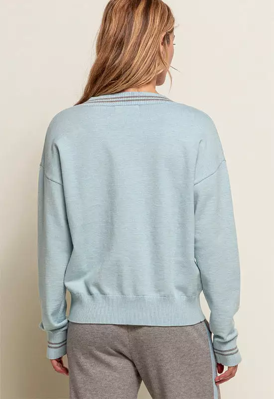 Grey Blue V-Neck Sweater - Red Haute