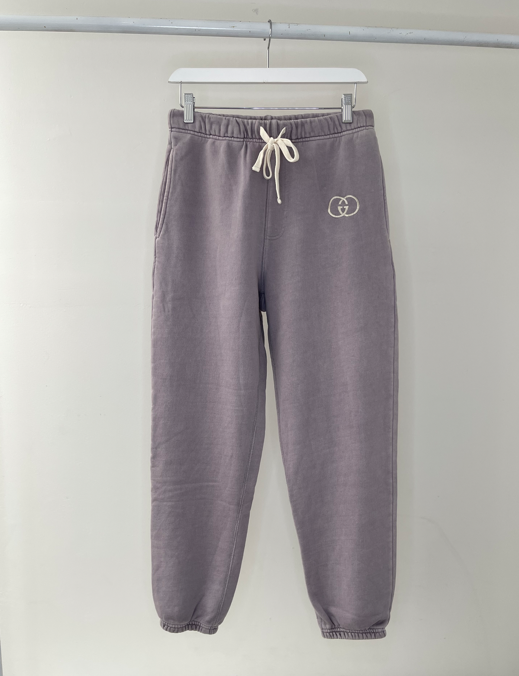 Gucci Cream Embroidered Fleece Sweatpants - Lavender