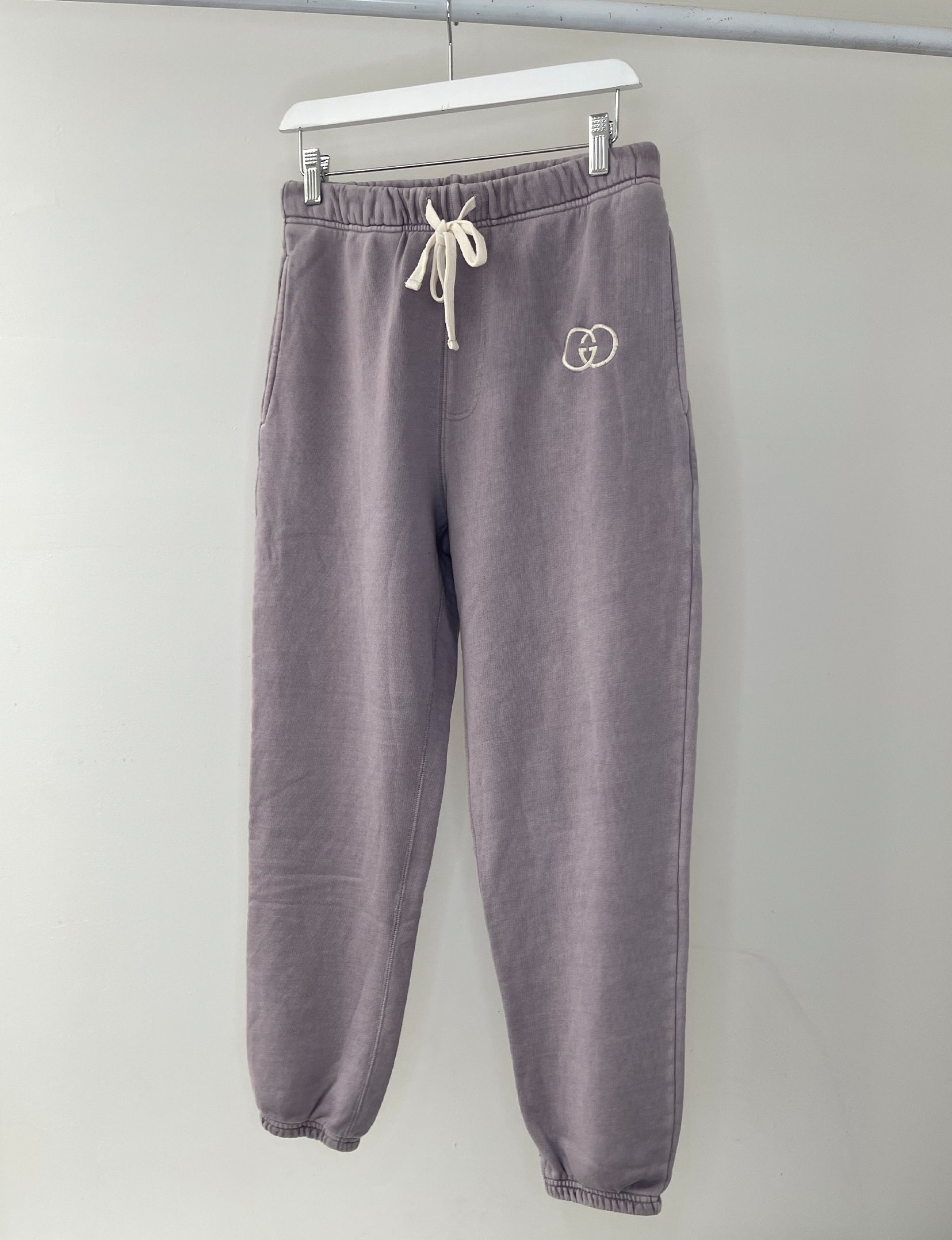 Gucci Cream Embroidered Fleece Sweatpants - Lavender