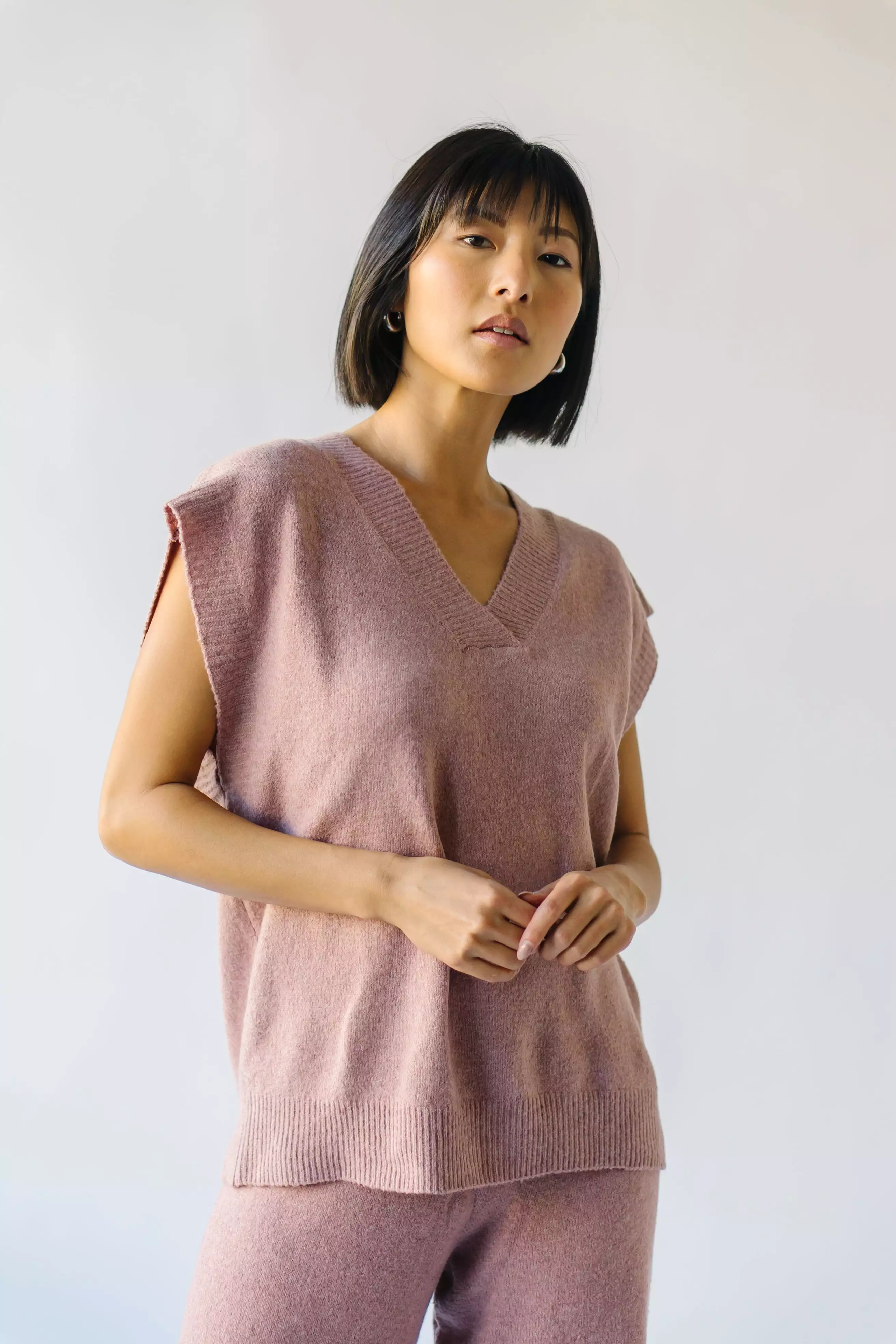 Heyland V-Neck Knit Sweater, Dusty Pink