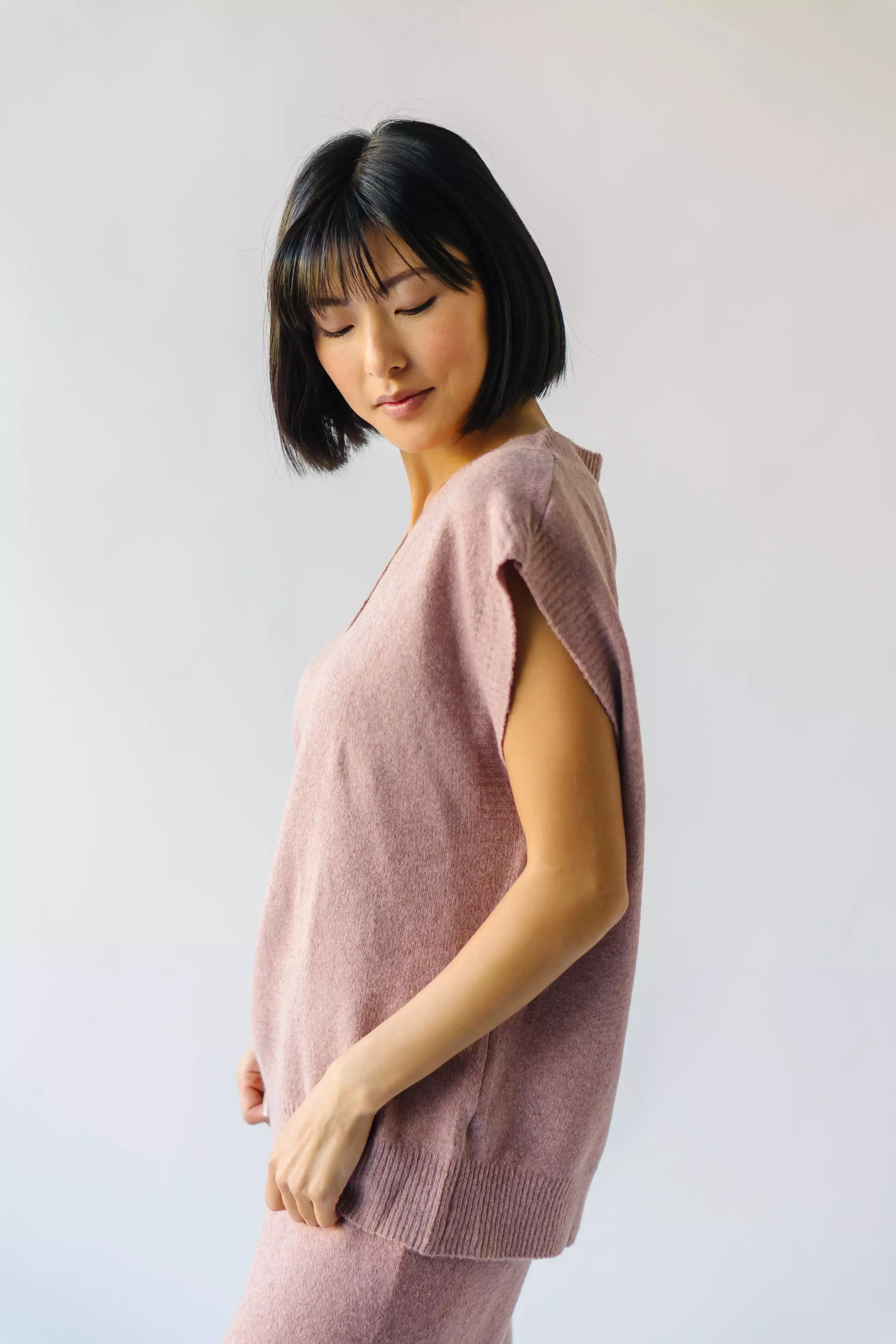 Heyland V-Neck Knit Sweater, Dusty Pink