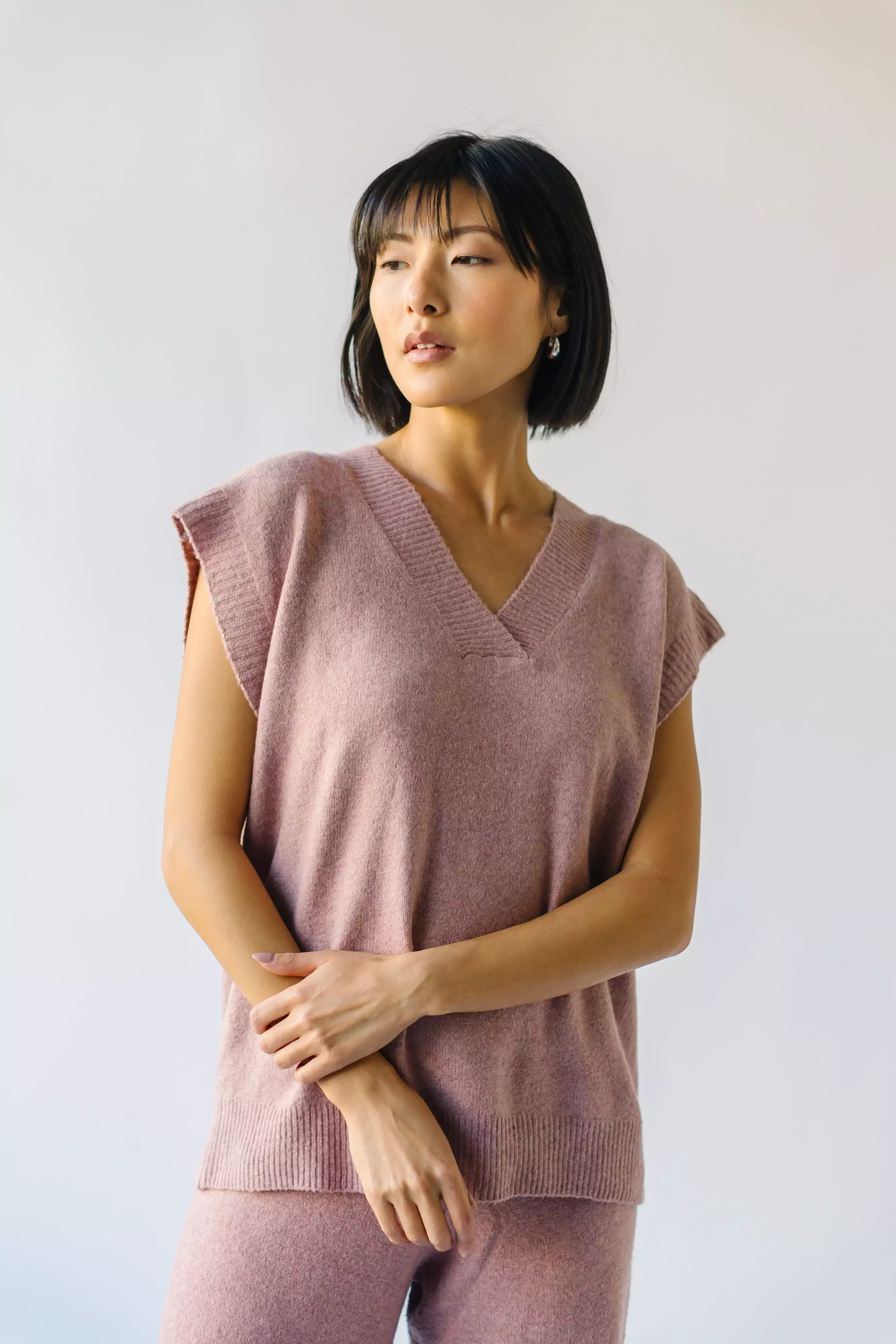 Heyland V-Neck Knit Sweater, Dusty Pink