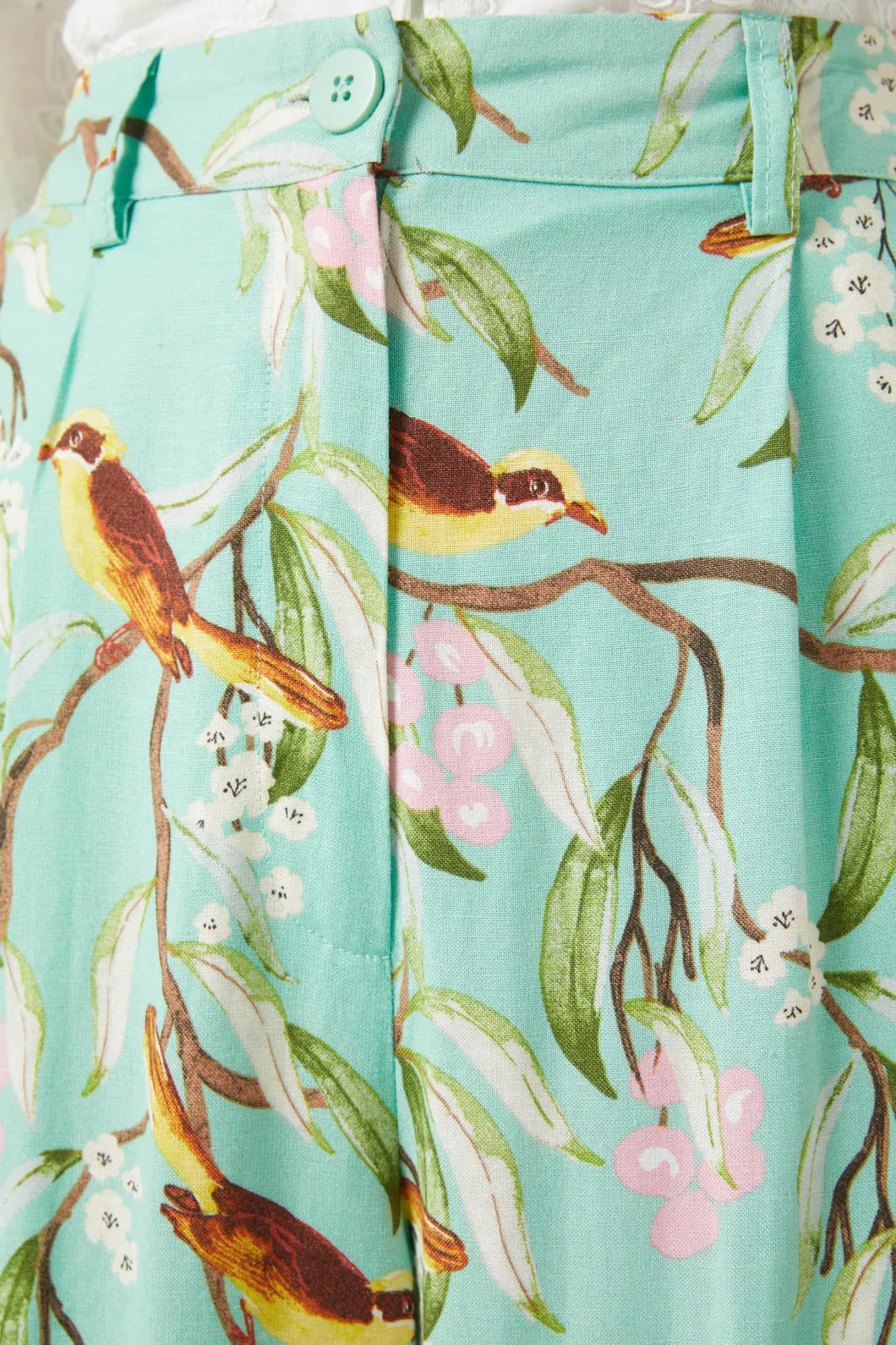 Honey Eater Culotte -> Unique Bird Print Shorts