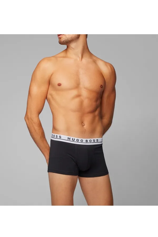 Hugo Boss Black Trunks Pack of 3 with Grey Waistband.