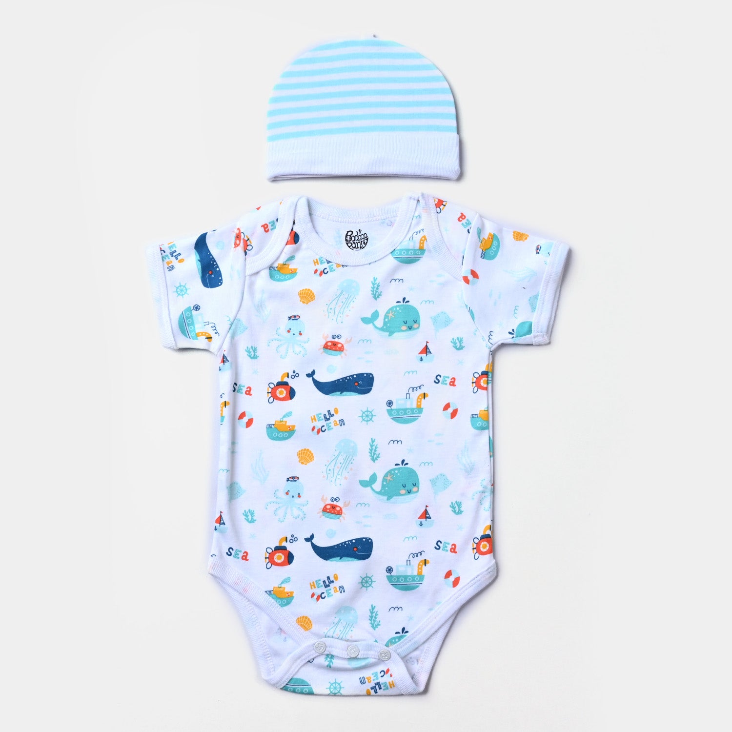 Infant Boys Cotton Poplin Set (Romper/Pyjama/Cap/Mittons/Bib)