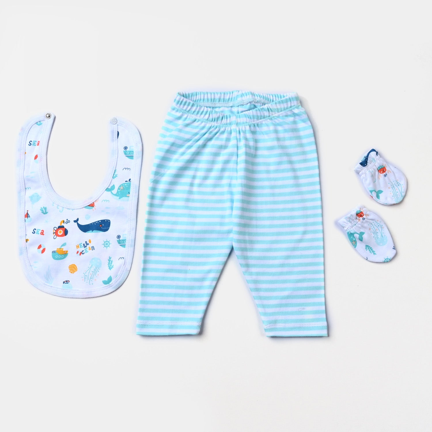 Infant Boys Cotton Poplin Set (Romper/Pyjama/Cap/Mittons/Bib)