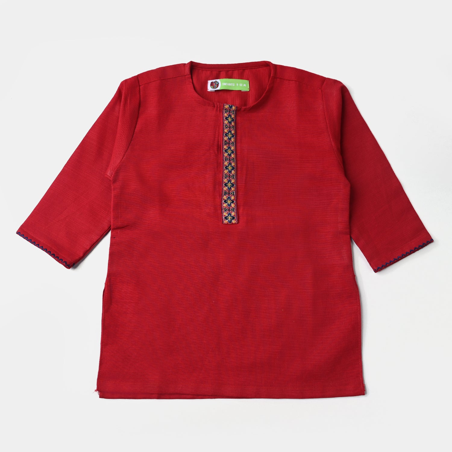 Infants Boys Redish Shalwar Suit (Funky Motif) in Cotton Slub