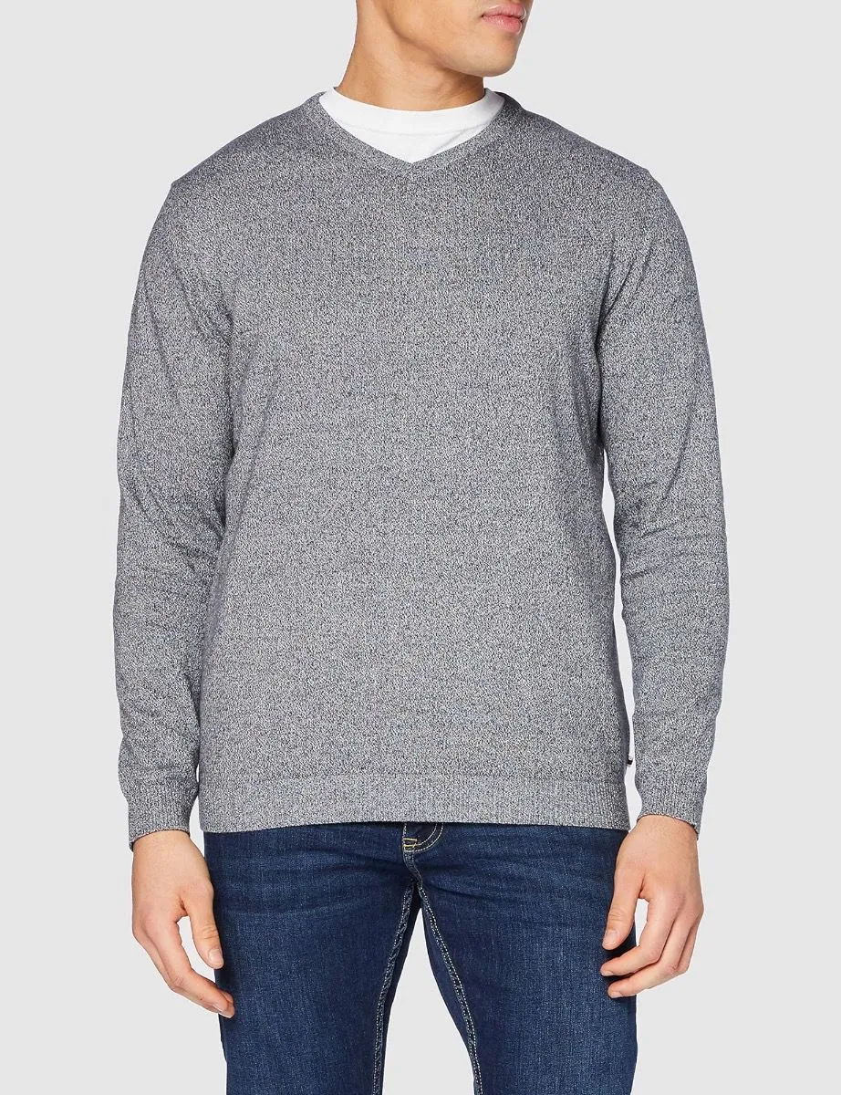 Jack & Jones Basic Knit V-Neck Sweater in Navy Blazer Twist