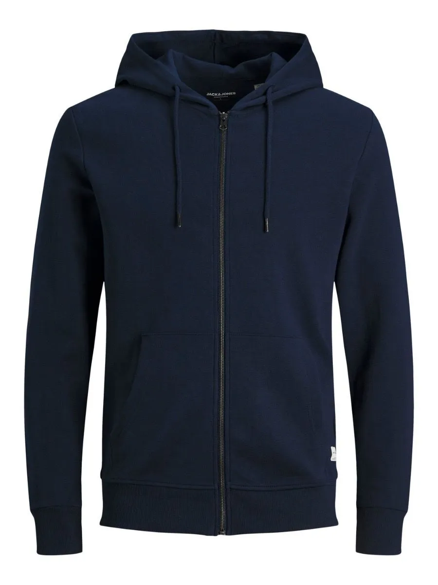 Navy Blazer Basic Zip Up Hooded Sweatshirts by Jack & Jones