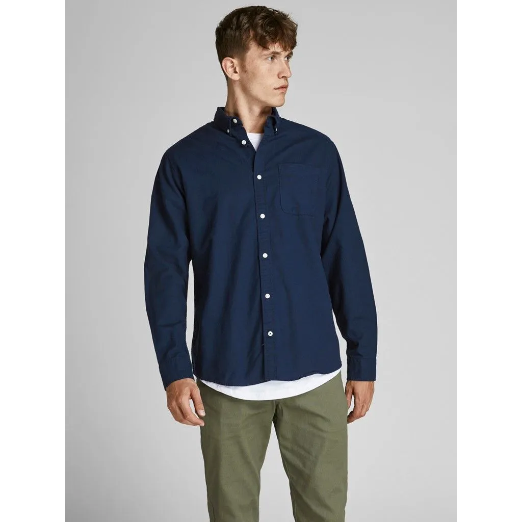 Navy Blazer Oxford Core Long Sleeve Shirt by Jack & Jones