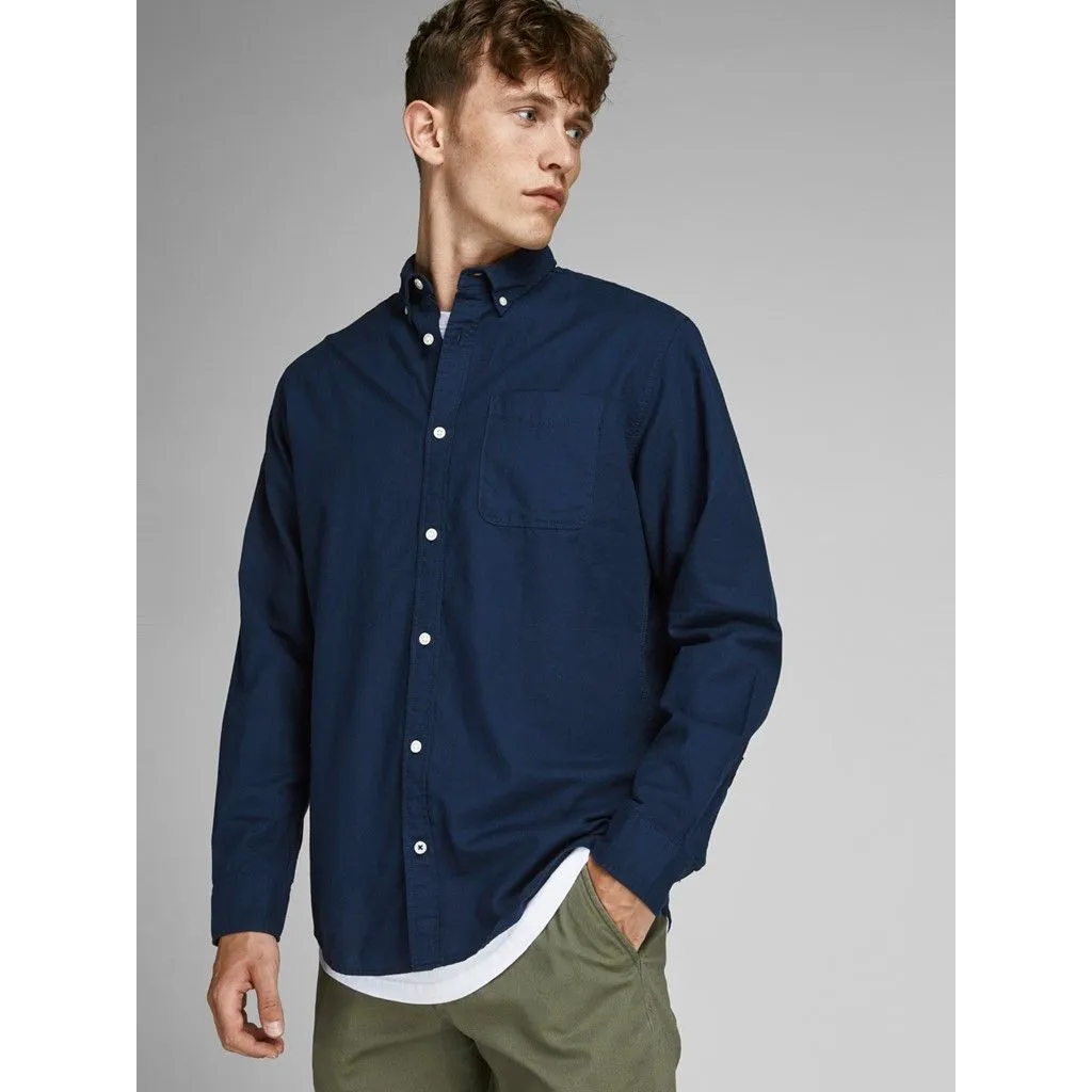 Navy Blazer Oxford Core Long Sleeve Shirt by Jack & Jones