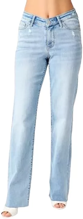 Judy Blue High-Waisted Straight Fit Jeans with V Front Waistband