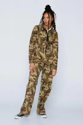 Camo Twill Jumpsuit - Shop NastyGal