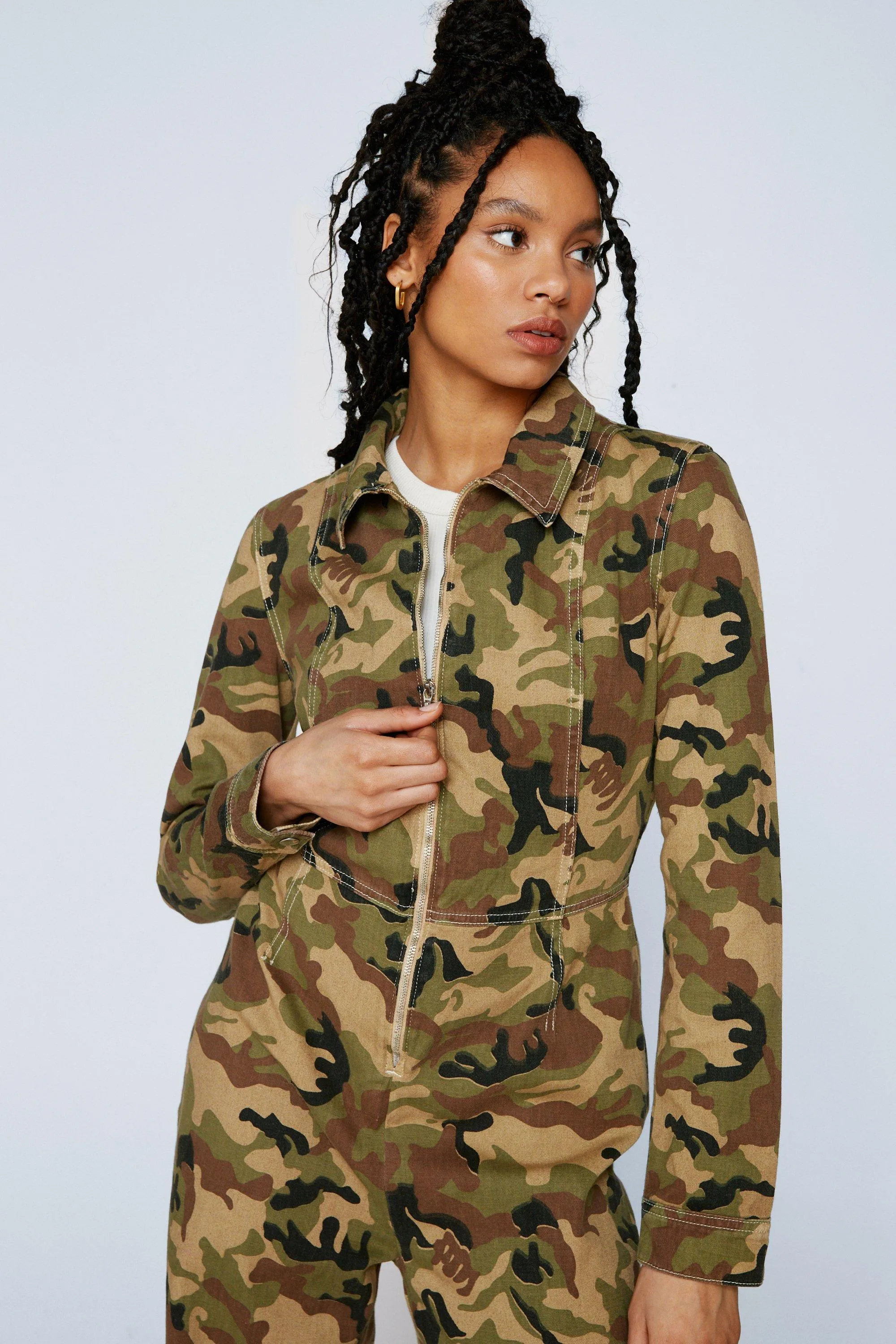 Camo Twill Jumpsuit - Shop NastyGal