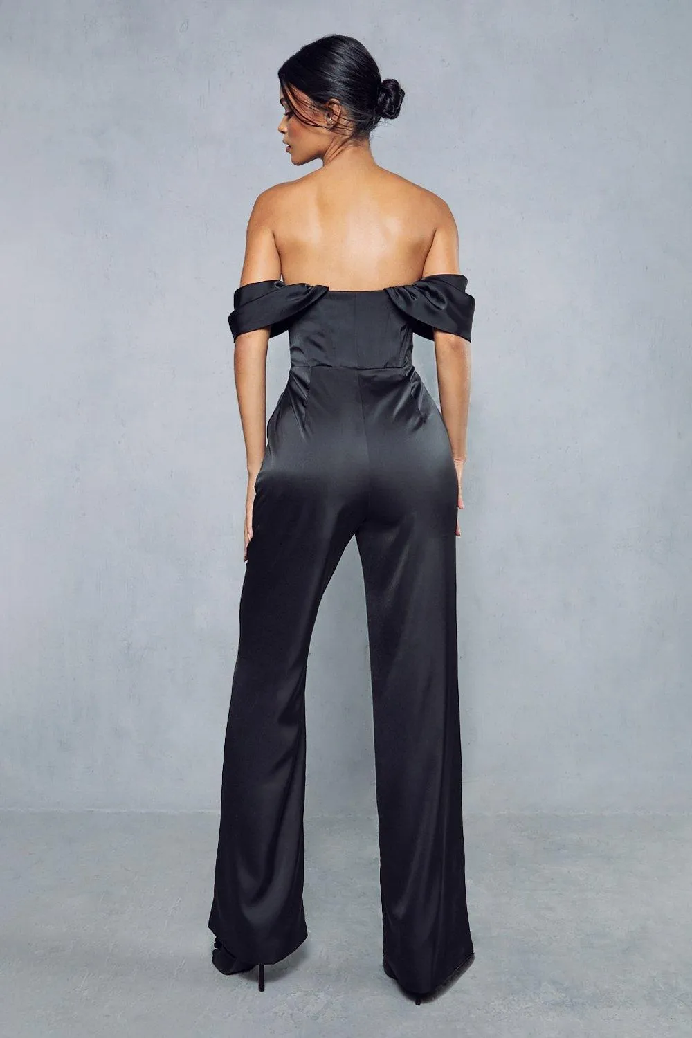 Satin Corset Bardot Jumpsuit - MissPap