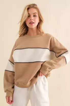 Khaki and Cream Kyler Crew Neck Sweatshirt