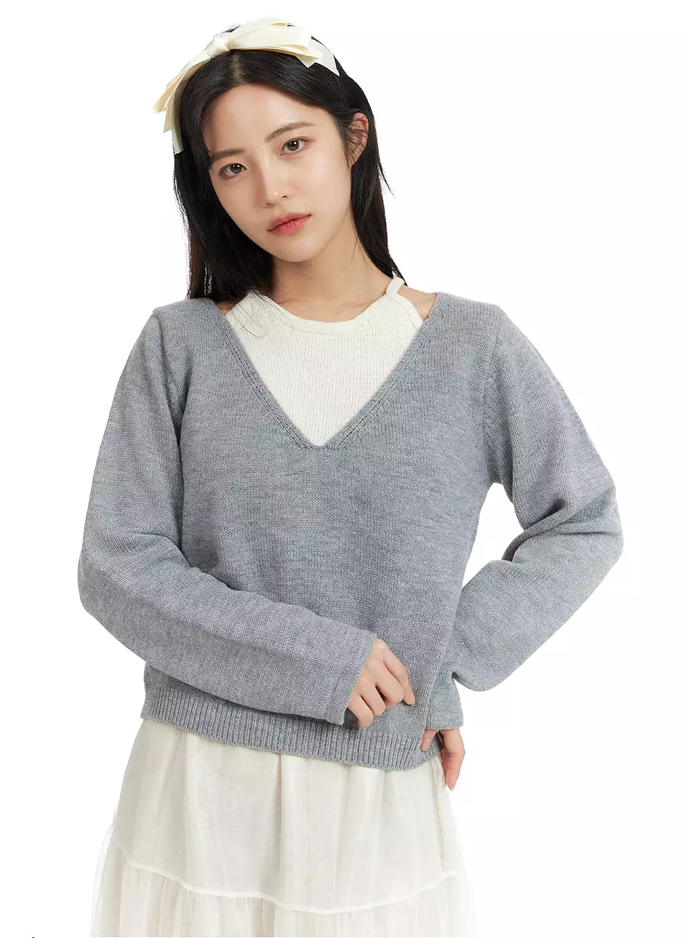 Layered V-Neck Knit Sweater OF419 - Buy Now