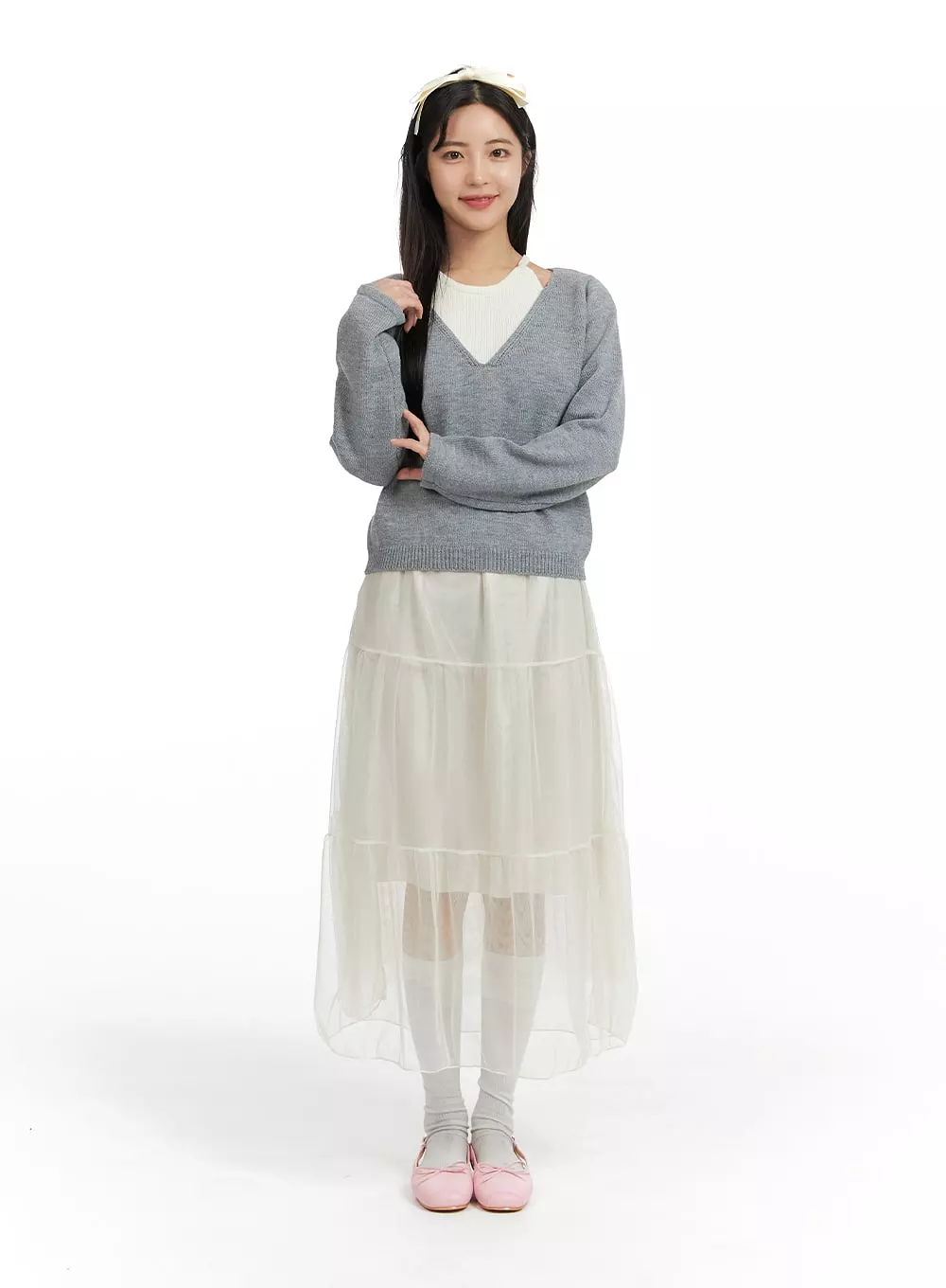 Layered V-Neck Knit Sweater OF419 - Buy Now